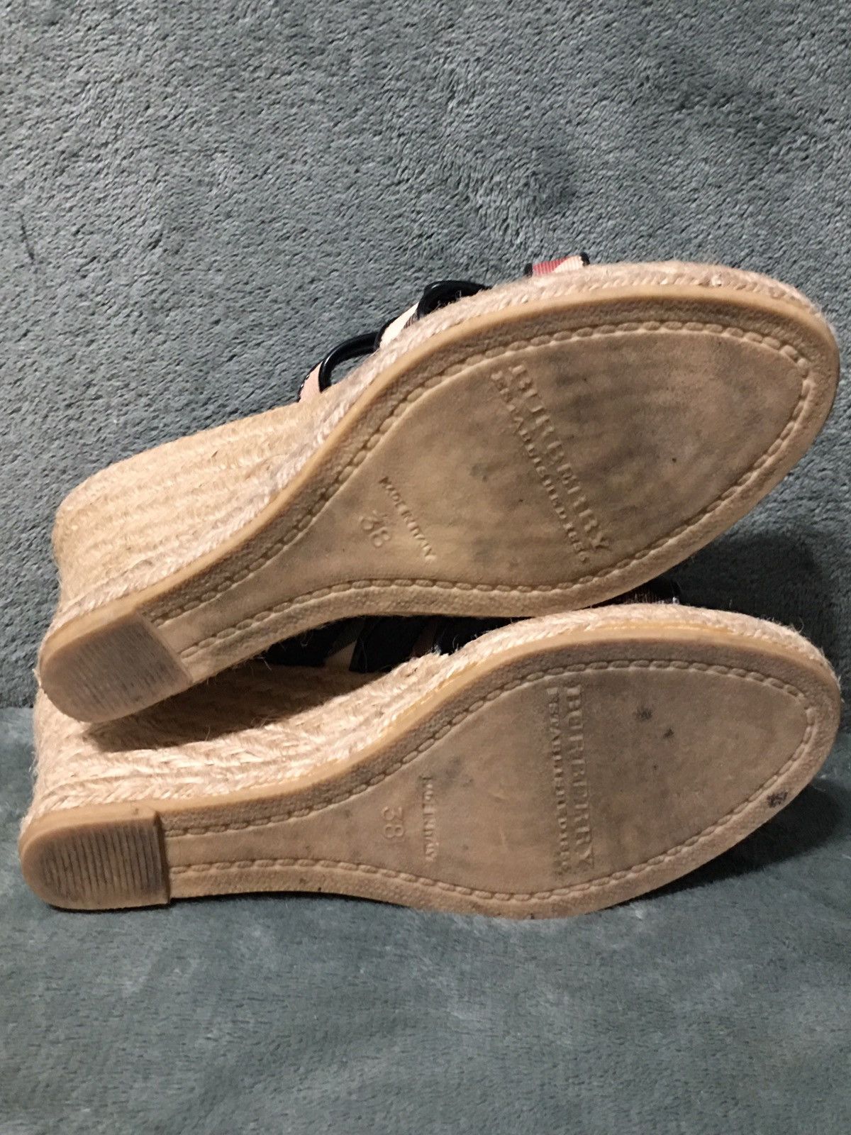 Burberry Burberry Leather Nova Check Espadrille Wedge Sandals EU38 Size US 8 / IT 38 - 12 Thumbnail