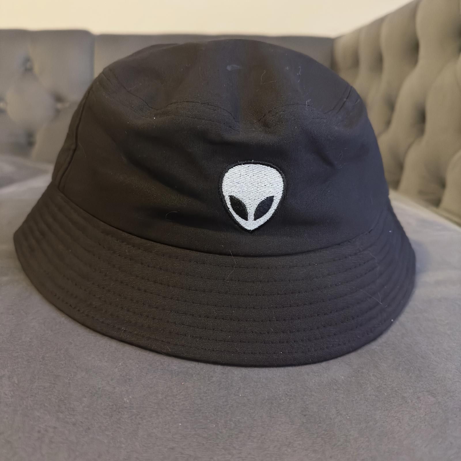 Designer Black Alien Logo Bucket Hat - Trendy Casual Headwear Size ONE SIZE - 1 Thumbnail