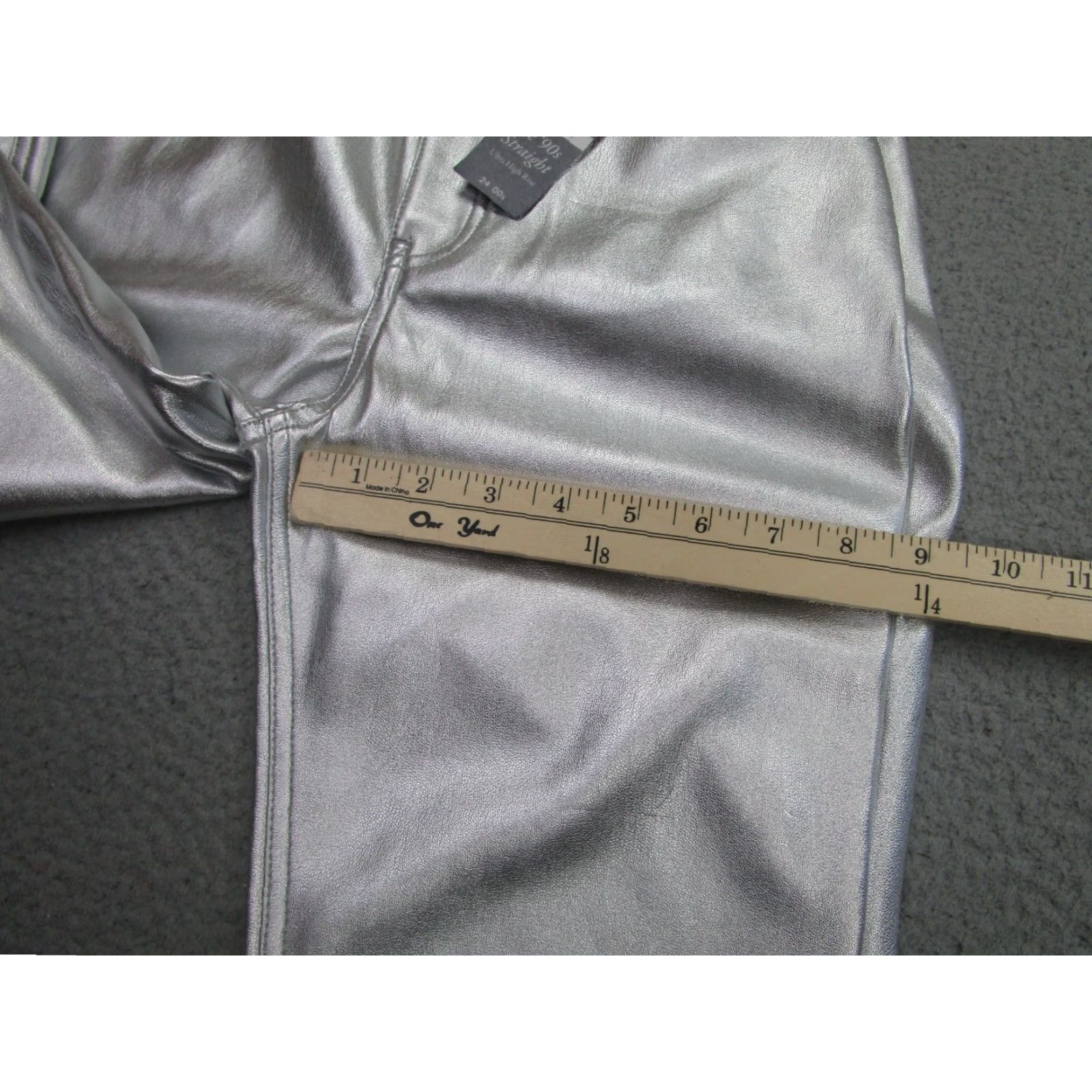 Abercrombie & Fitch Abercrombie & Fitch Vegan Leather Pants Womens 25 Ultra High Rise 90s Silver Khakis Straight Modern Vintage: No Size 24" / US 00 / IT 34 - 6 Thumbnail