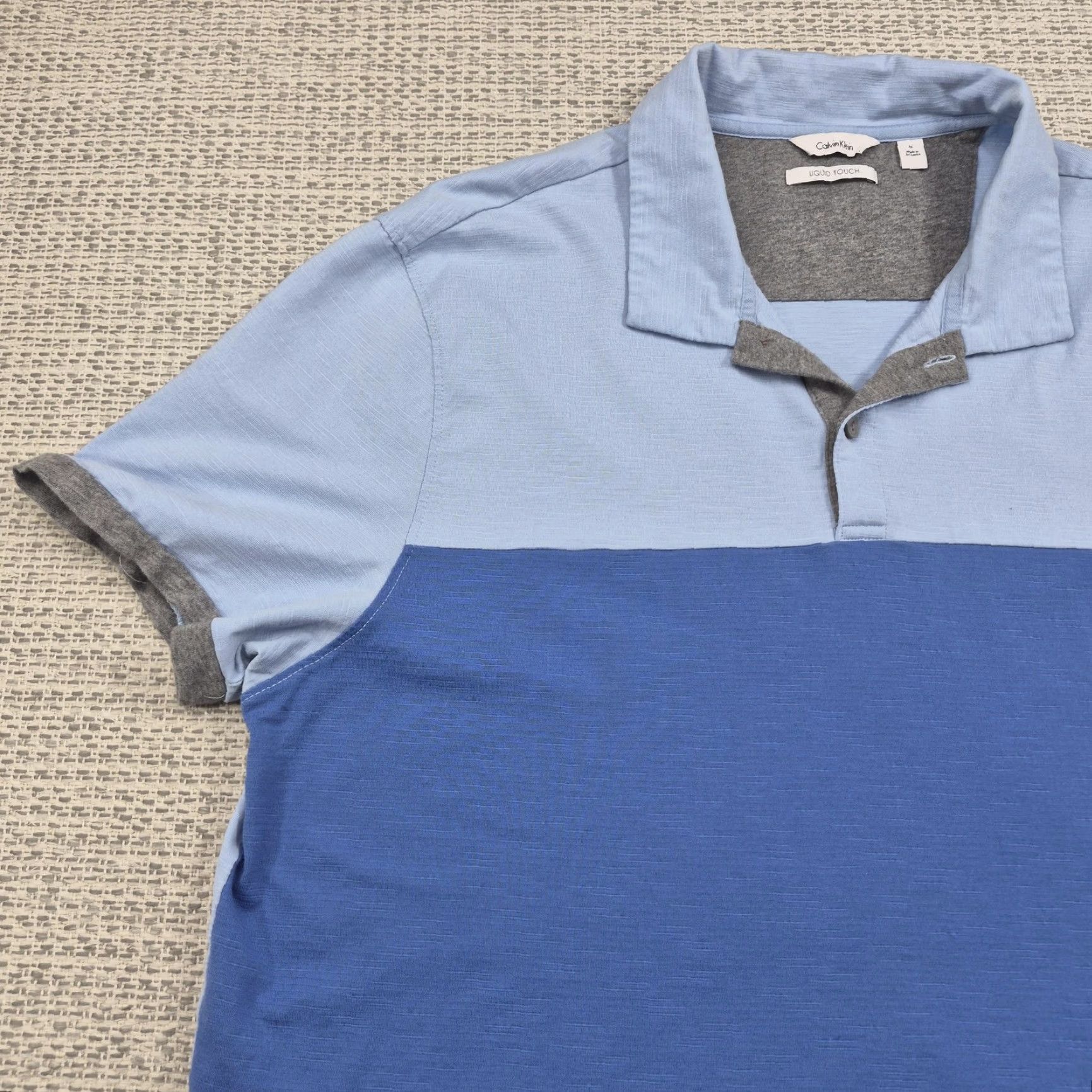 Calvin Klein Calvin Klein Liquid Touch Polo Shirt Mens XL Colorblock Cotton Knit Button Front Collared Short Sleeve Multicolor Size US XL / EU 56 / 4 - 3 Thumbnail