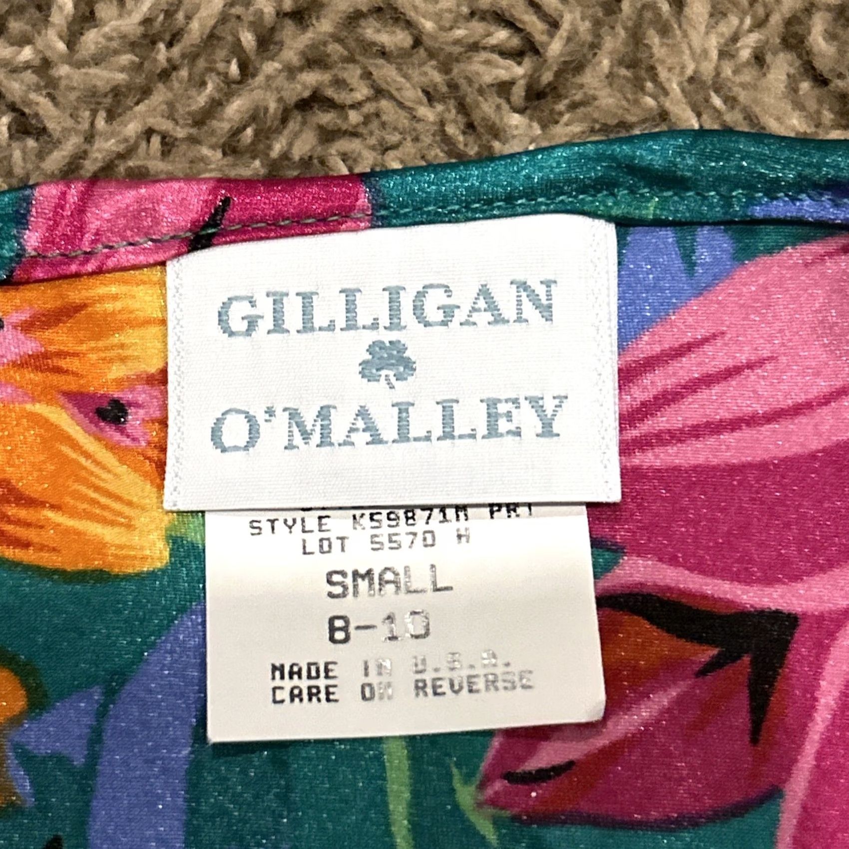 Vintage Gilligan O'Malley Chemise Satin Nightgown Green Floral Polyester Size S Women Gown Size ONE SIZE - 2 Thumbnail