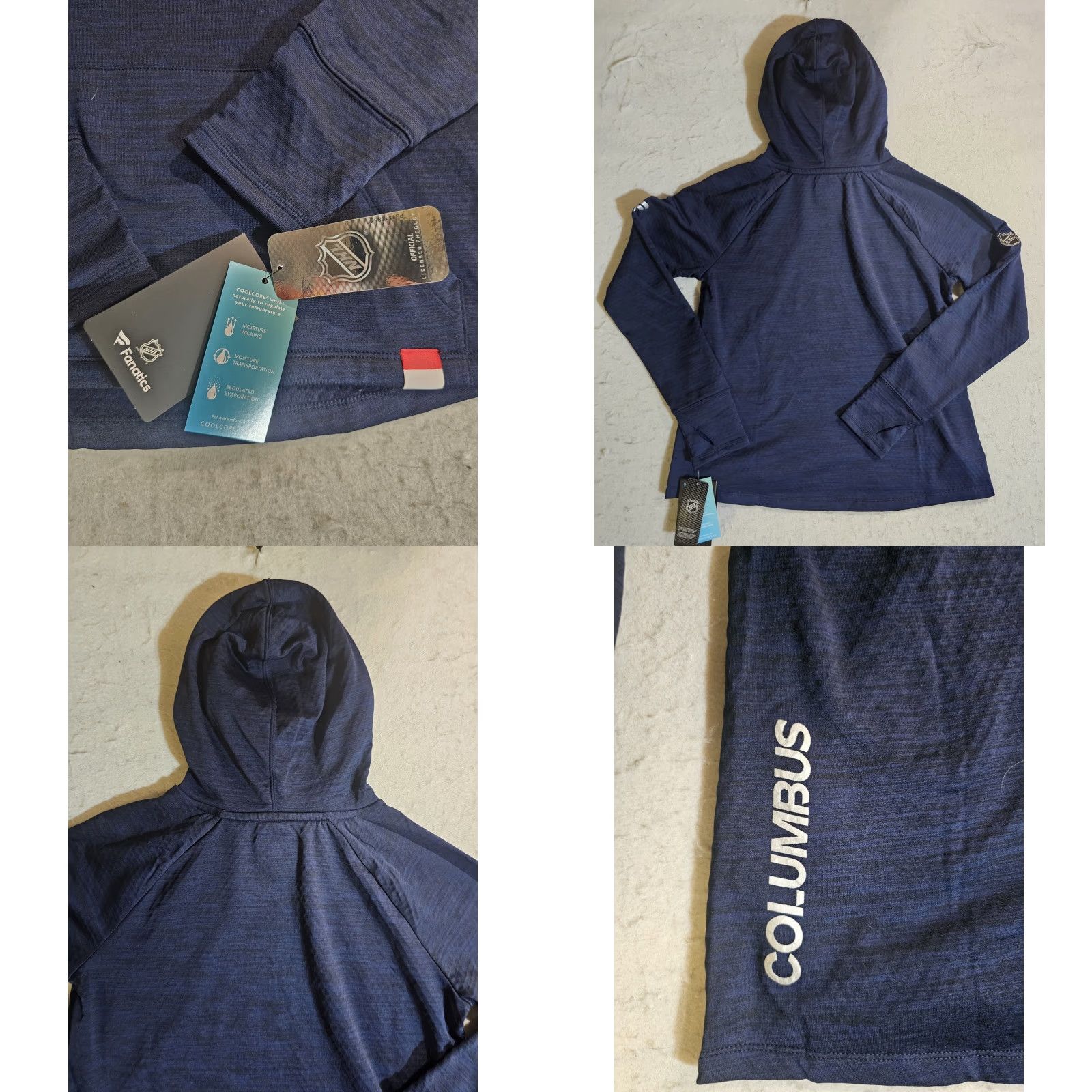 Vintage Fanatics Columbus Blue Jackets NHL Hooded Sweatshirt Navy Blue M Sports Apparel Womens Regular Size Med Size M / US 6-8 / IT 42-44 - 8 Thumbnail