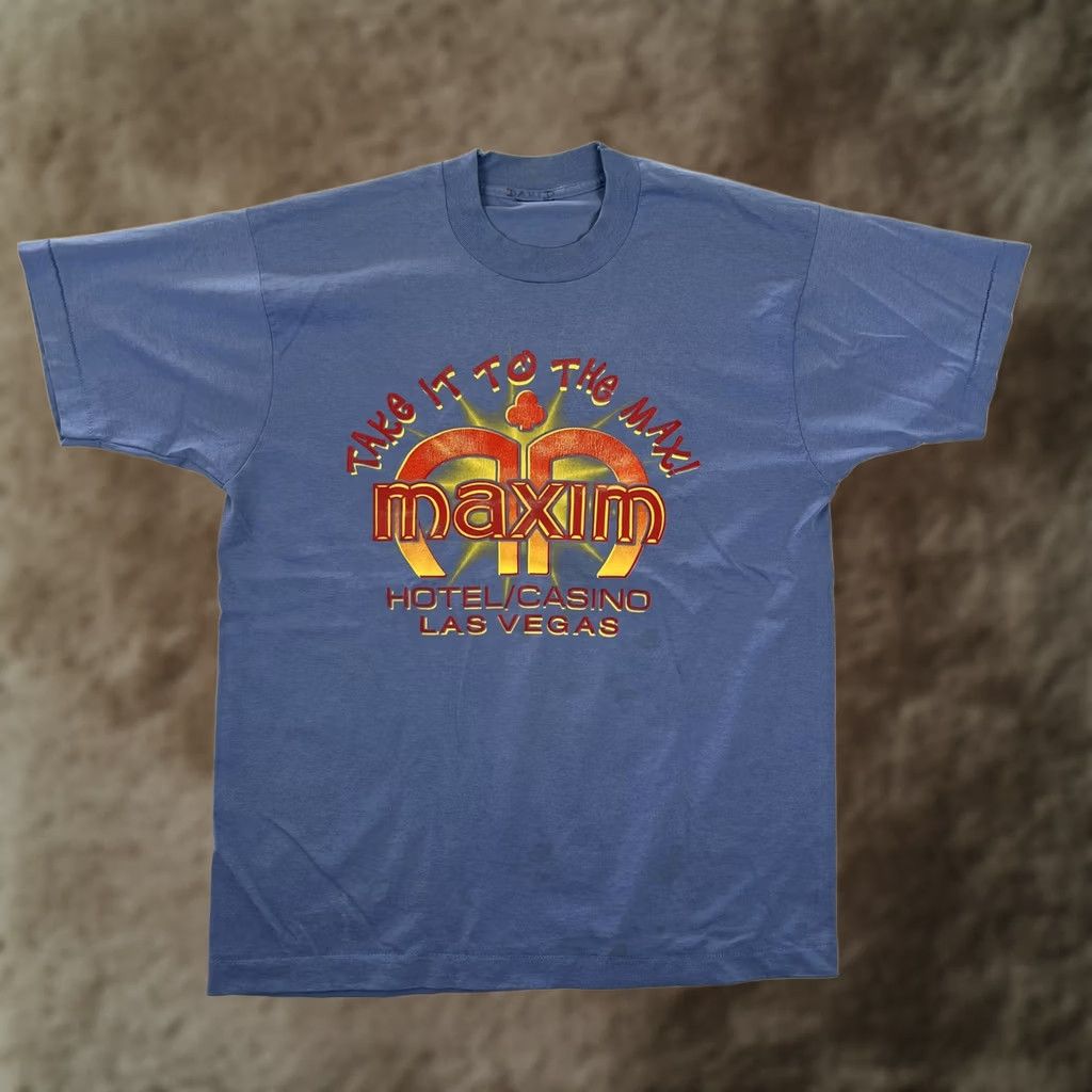 Vintage VINTAGE Maxim Hotel/Casino Las Vegas T-Shirt Mens Large Blue Crew Neck Short Sleeve Graphic Print Size US L / EU 52-54 / 3 - 1 Thumbnail