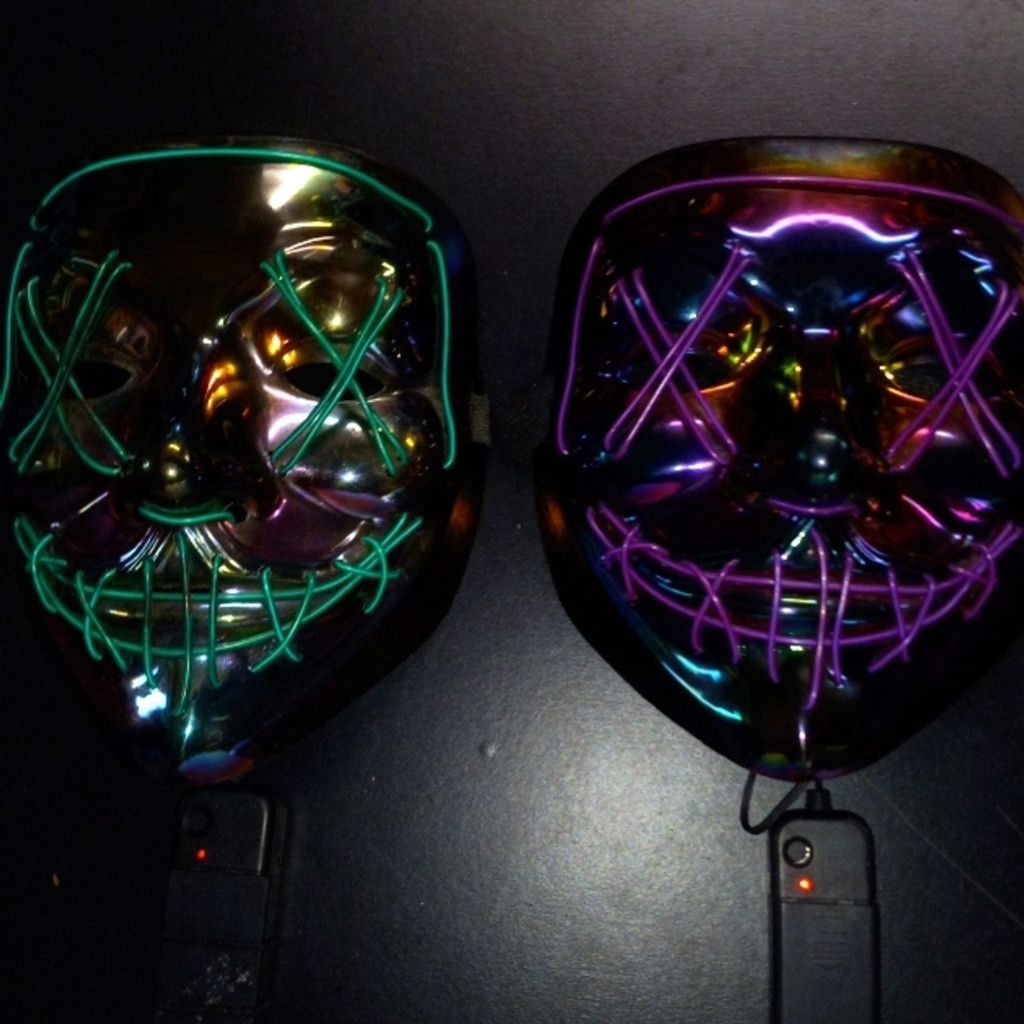 Brixtol Anarchy Iridescence Mask Green and Purple w/ neon lights Size ONE SIZE - 1 Thumbnail
