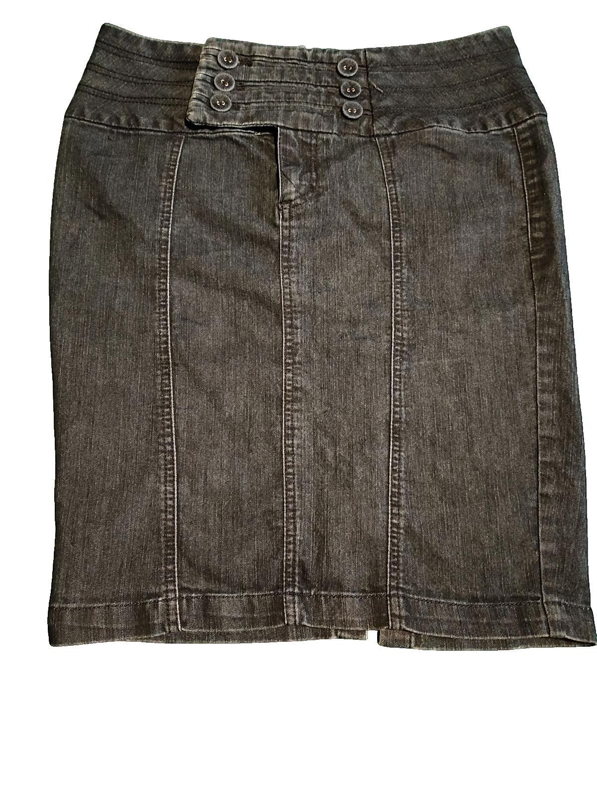 Unknown London Boom Boom Jeans Dark Gray Denim Skirt with Button Detail Size 36" / US 14 / IT 50 - 1 Thumbnail