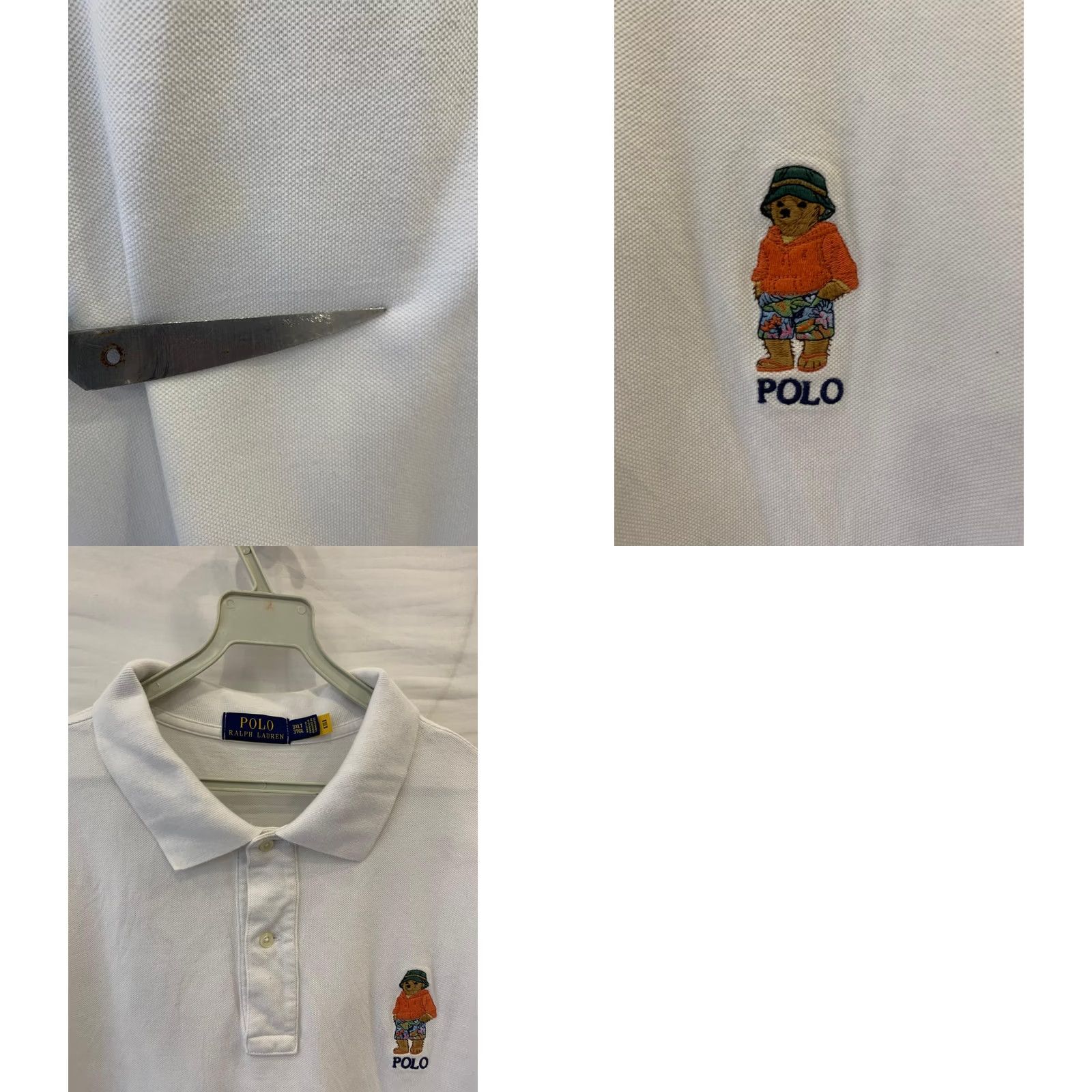 Ralph Lauren VINTAGE Polo Bear Shirt Polo Ralph Lauren Polo Bear 3XLT Big & Tall Mens White Short Sleeve Polo Shirt Bear 90s Size US XXL / EU 58 / 5 - 11 Thumbnail