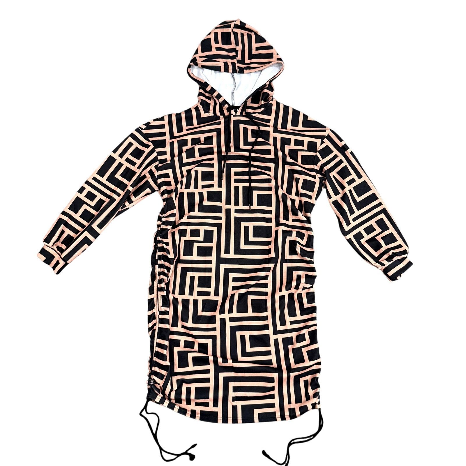 Shein Women's Plus Drawstring Abstract Mini Hoodie Dress Size XXL / US 16-18 / IT 52-54 - 1 Thumbnail