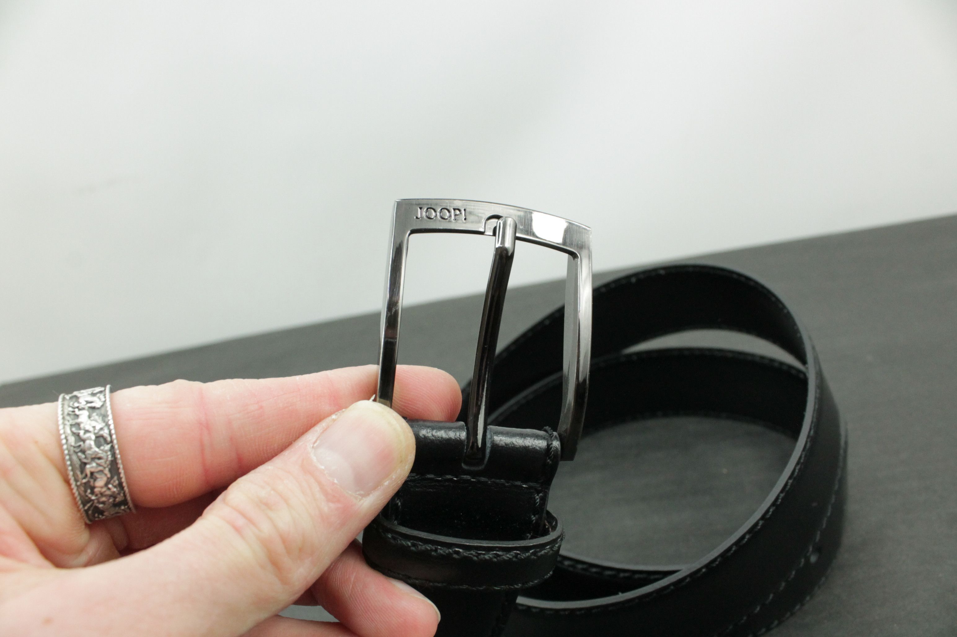 Designer × Joop! JOOP! Quilted Coll. Black Leatrher Belt 3.5cm Size 34 - 2 Thumbnail