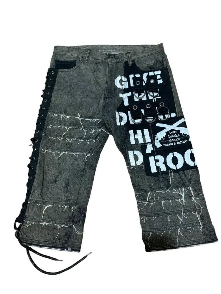 Self Edge Edge Ruppert bondage punk laces up hagi jorts denim Size US 32 / EU 48 - 1 Thumbnail