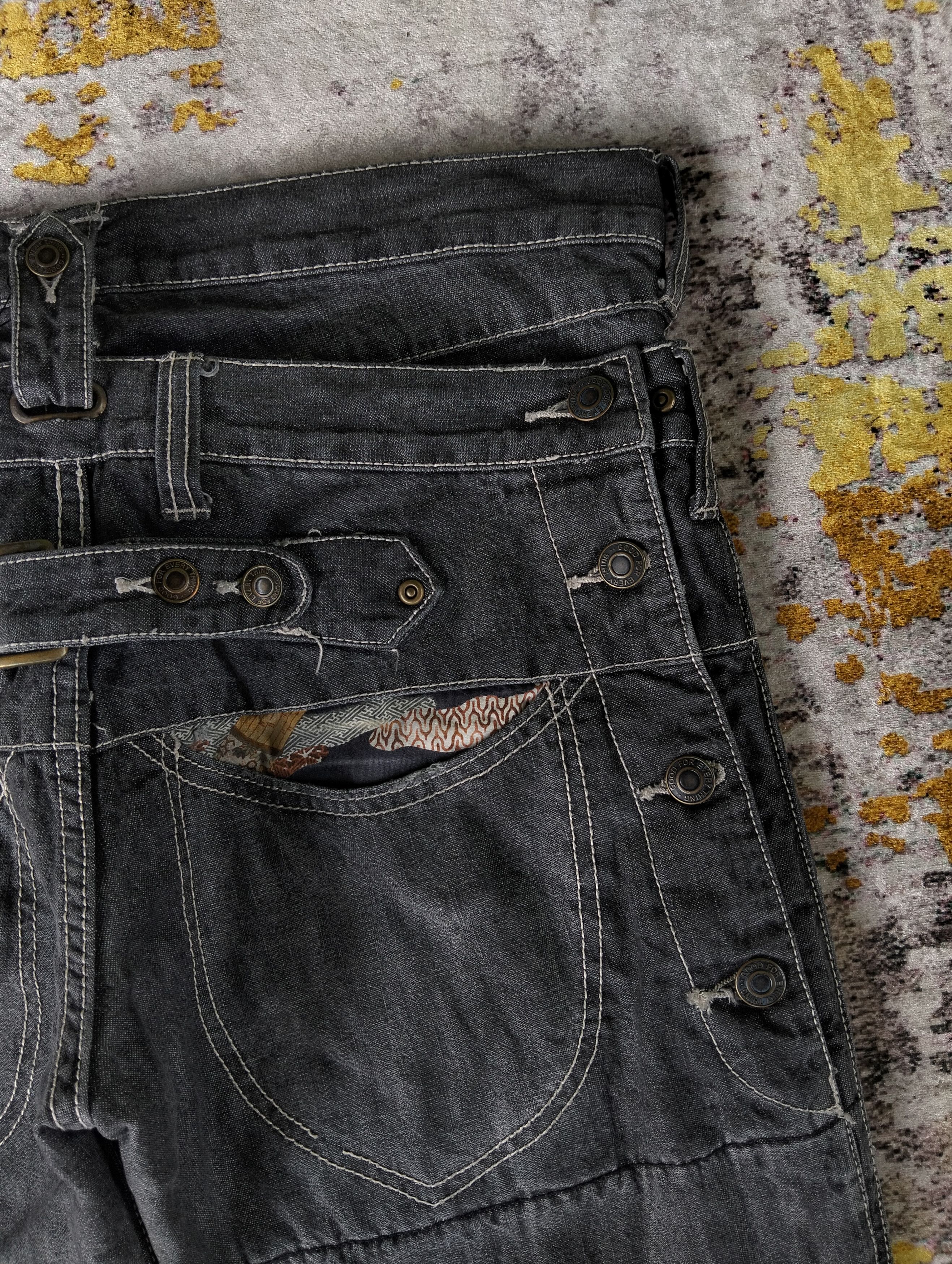 PPFM Dog House Double Waist Monkey Pocket Buckle Back Jeans Size US 33 - 5 Thumbnail