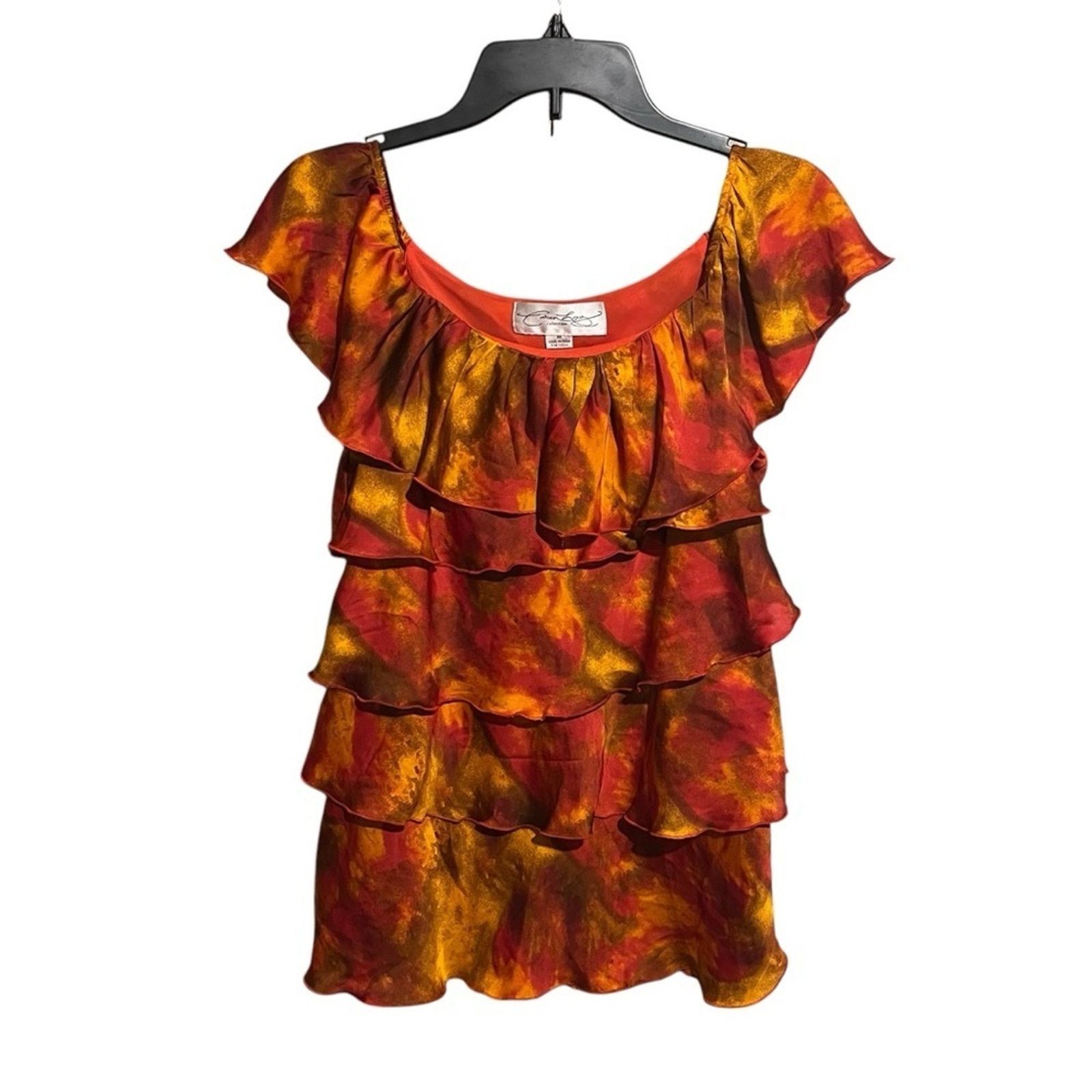 Other Colleen Lopez Top Size M Orange Tiered Layered Short Sleeve Size M / US 6-8 / IT 42-44 - 1 Thumbnail