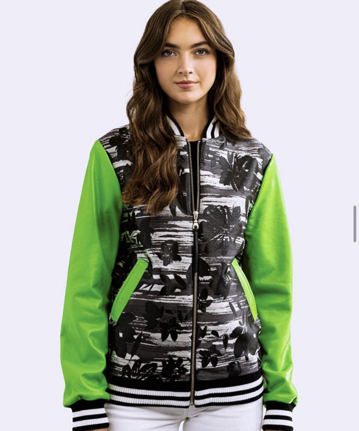 Other Unique Designer Floral Black and Green Bomber Jacket Size US XS / EU 42 / 0 - 7 Thumbnail