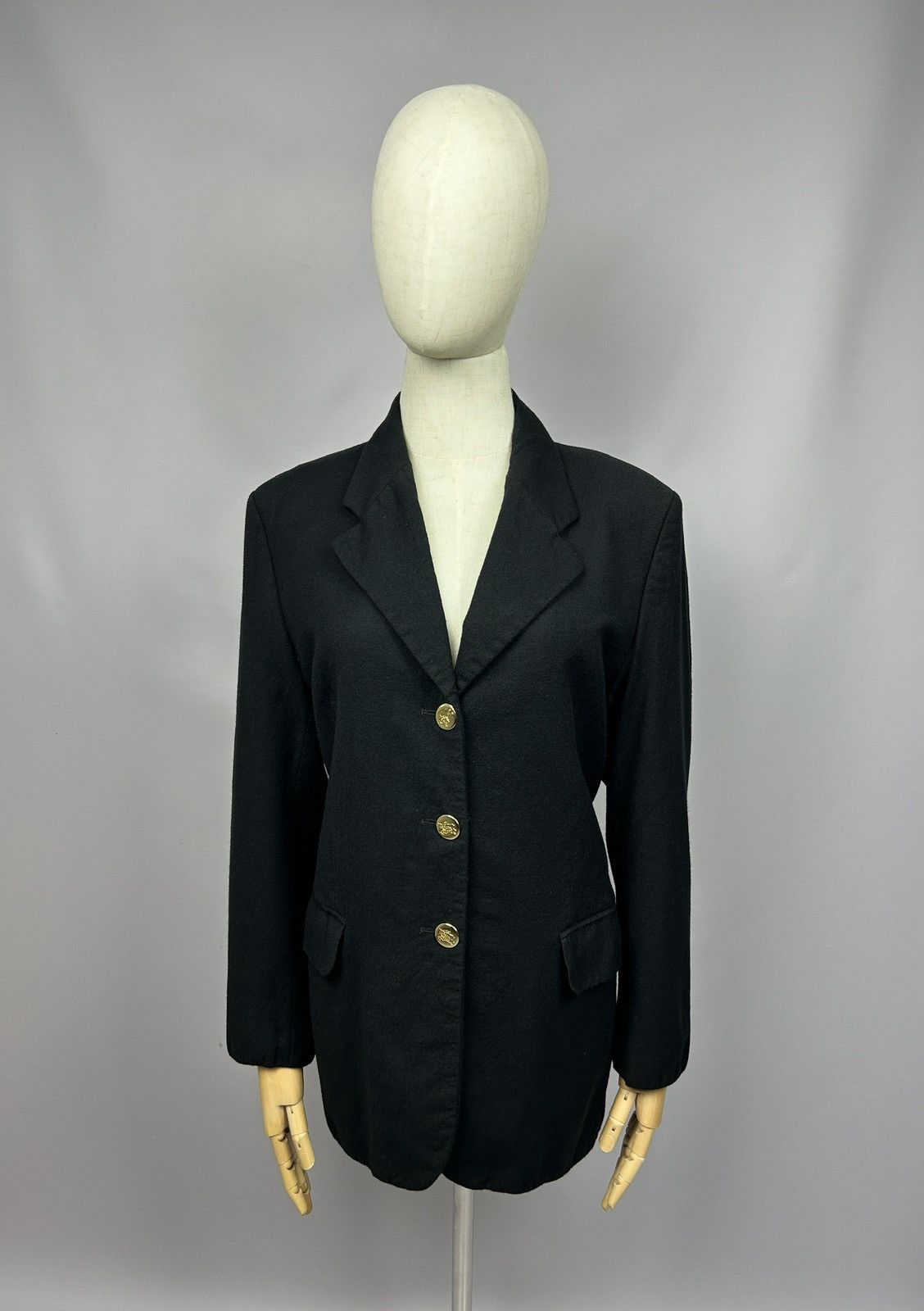Burberry × Designer Vintage Burberrys Wool/Cashmere Black Knit Blazer Jacket Size L / US 10 / IT 46 - 1 Thumbnail