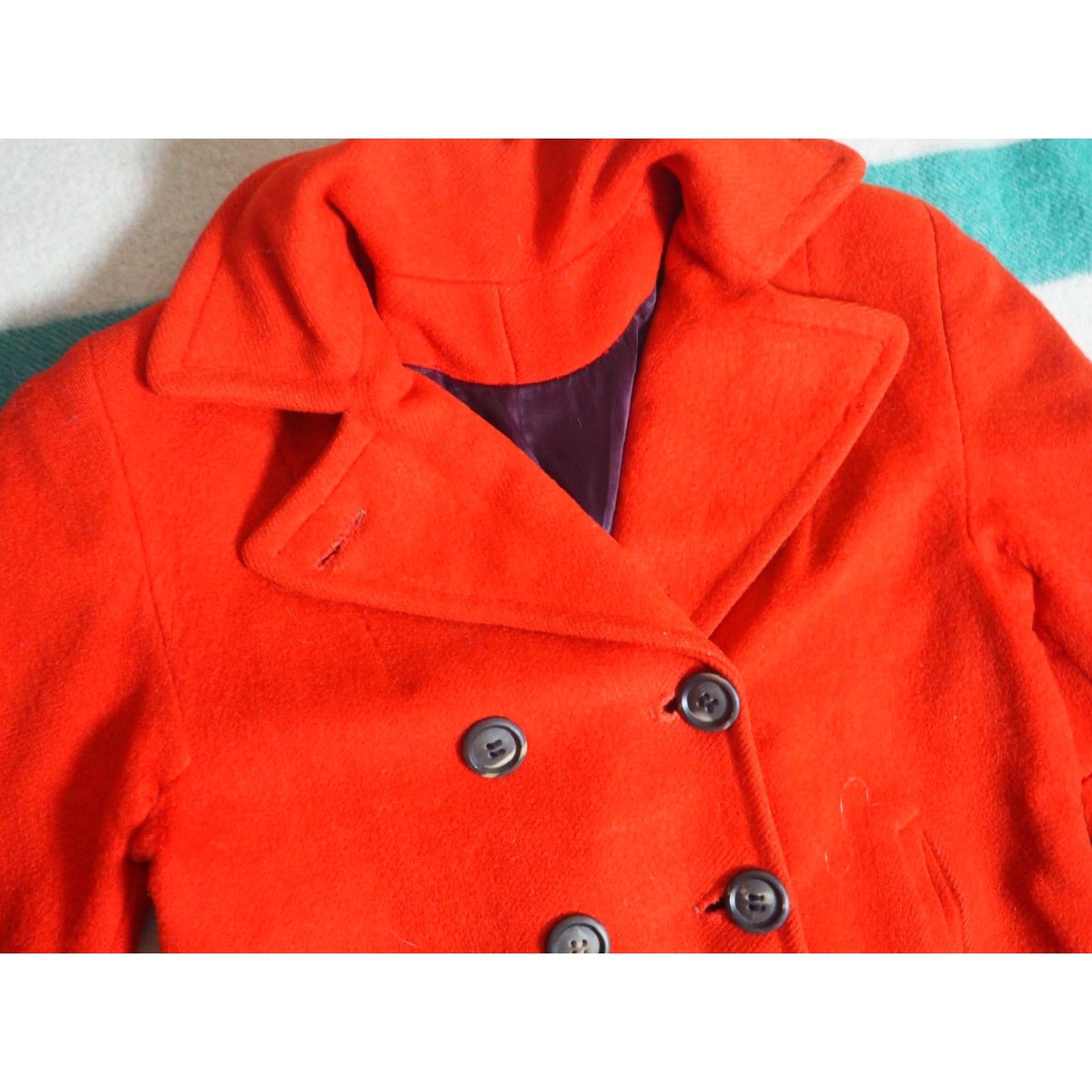 Hudson VTG Hudson's Bay Pea Coat Jacket Womens M Red Wool Button USA 50s 60s Bohemian Vintage Coat Casual Winter Fall Lined Collared Size M / US 6-8 / IT 42-44 - 2 Thumbnail