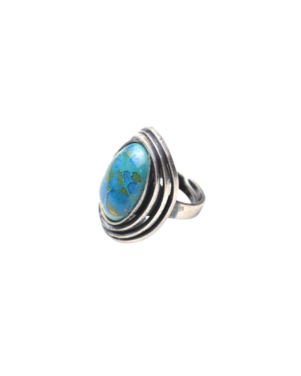Vintage 2000S JAPANESE MADE TURQUOISE SPIRAL RING BOHO TRIBAL STYLE Size ONE SIZE - 1 Thumbnail