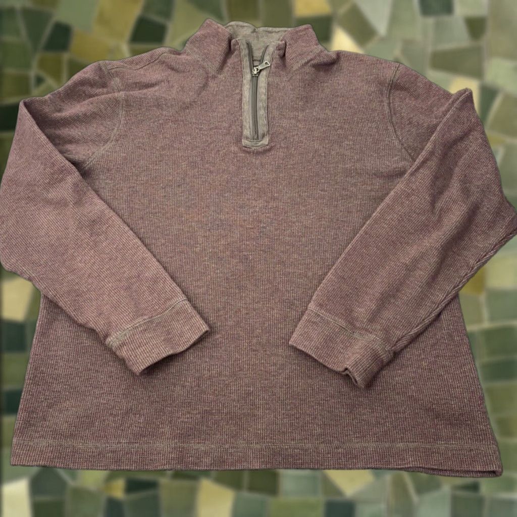 Banana Republic VINTAGE Banana Republic Pullover Mens Large Burgundy 1/4 Zip Mock Neck Shirt Size US L / EU 52-54 / 3 - 1 Thumbnail