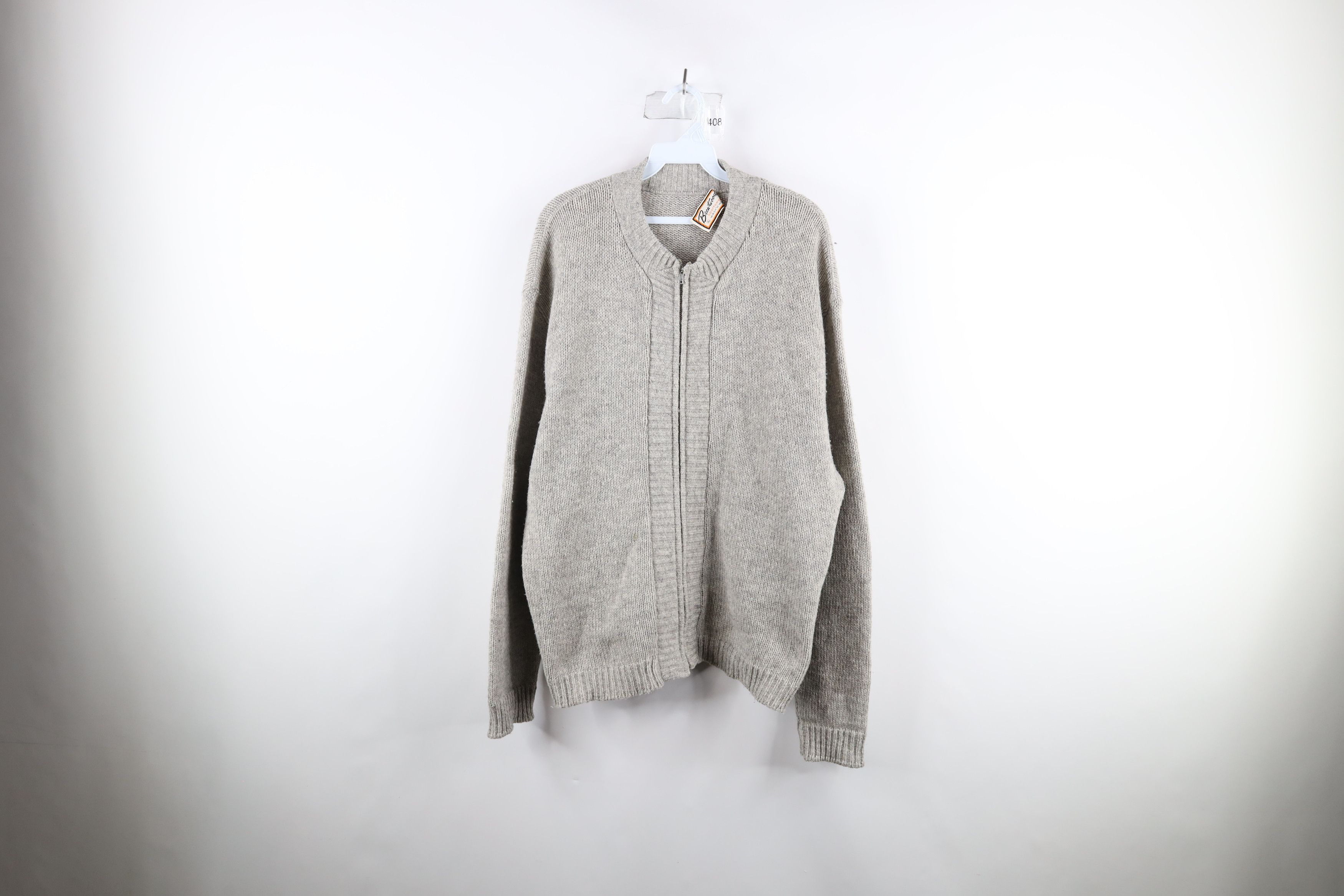 image of Vintage 50S 60S Streetwear Wool Blend Zip Cardigan Sweater in Grey, Men's (Size XL)