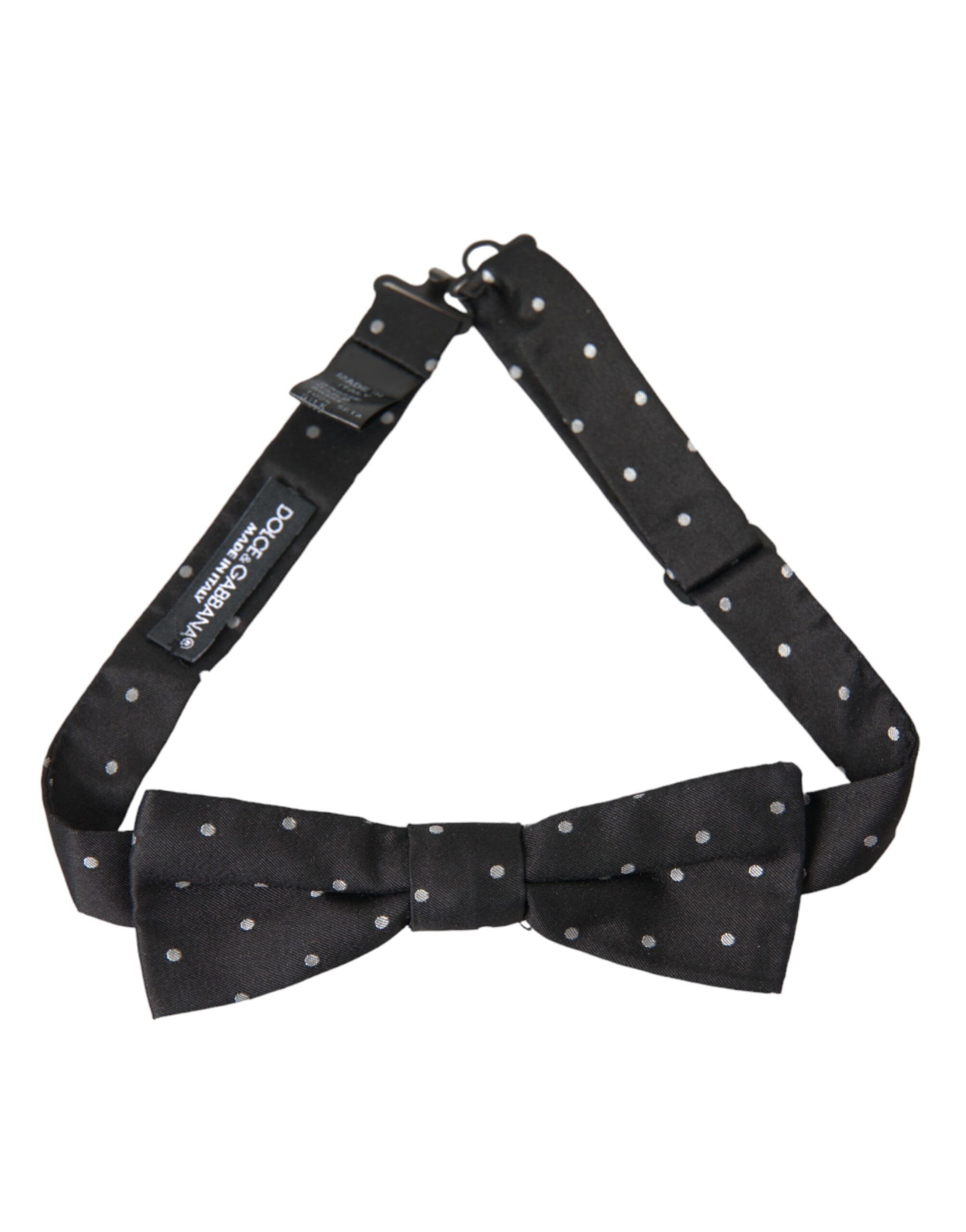 Black White Polka Dot Silk Men Neck Bow Men's Tie