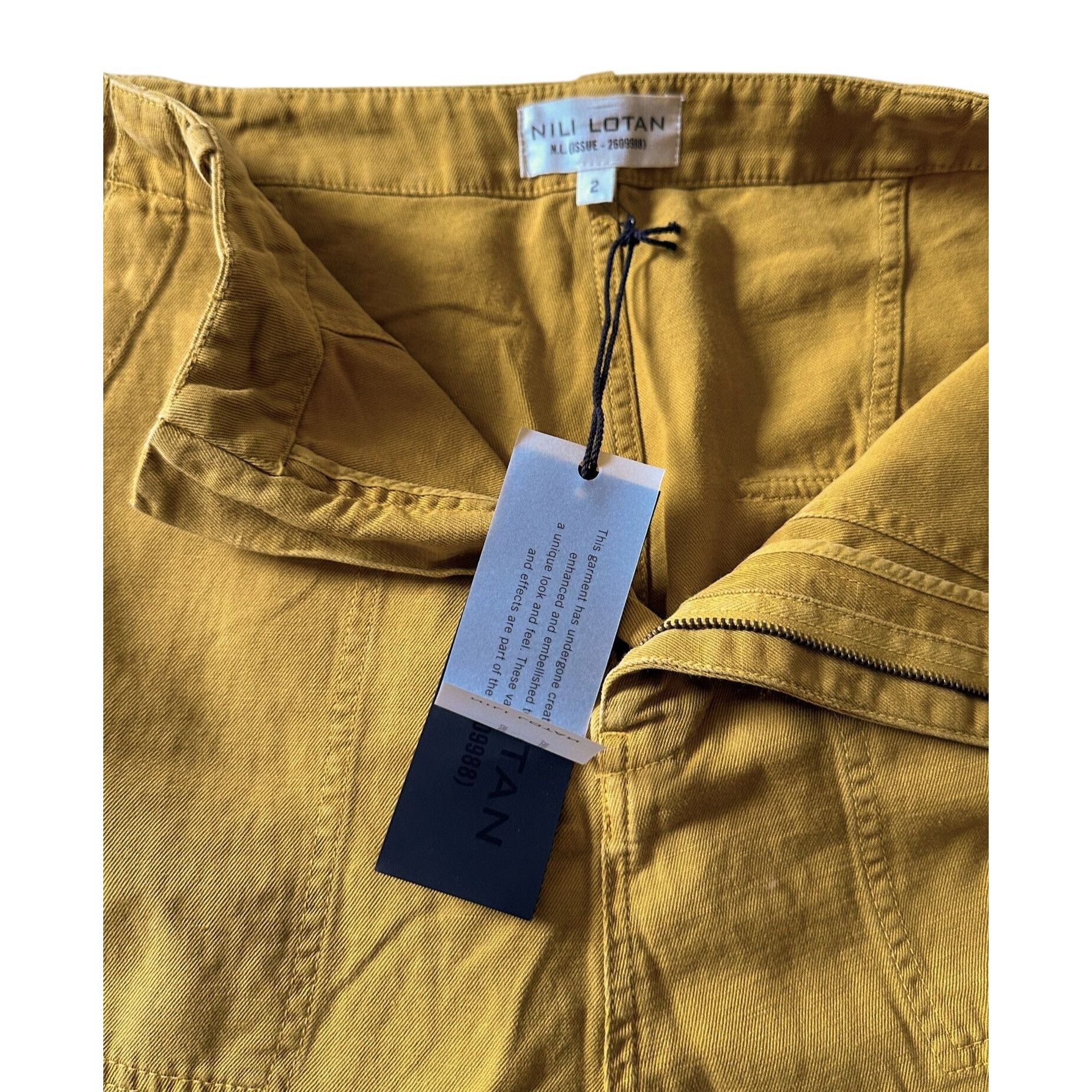 Nili Lotan Nili Lotan Luna Pants, Size 2. Mustard, Cotton/Linen, NWT Size 26" / US 2 / IT 38 - 9 Thumbnail