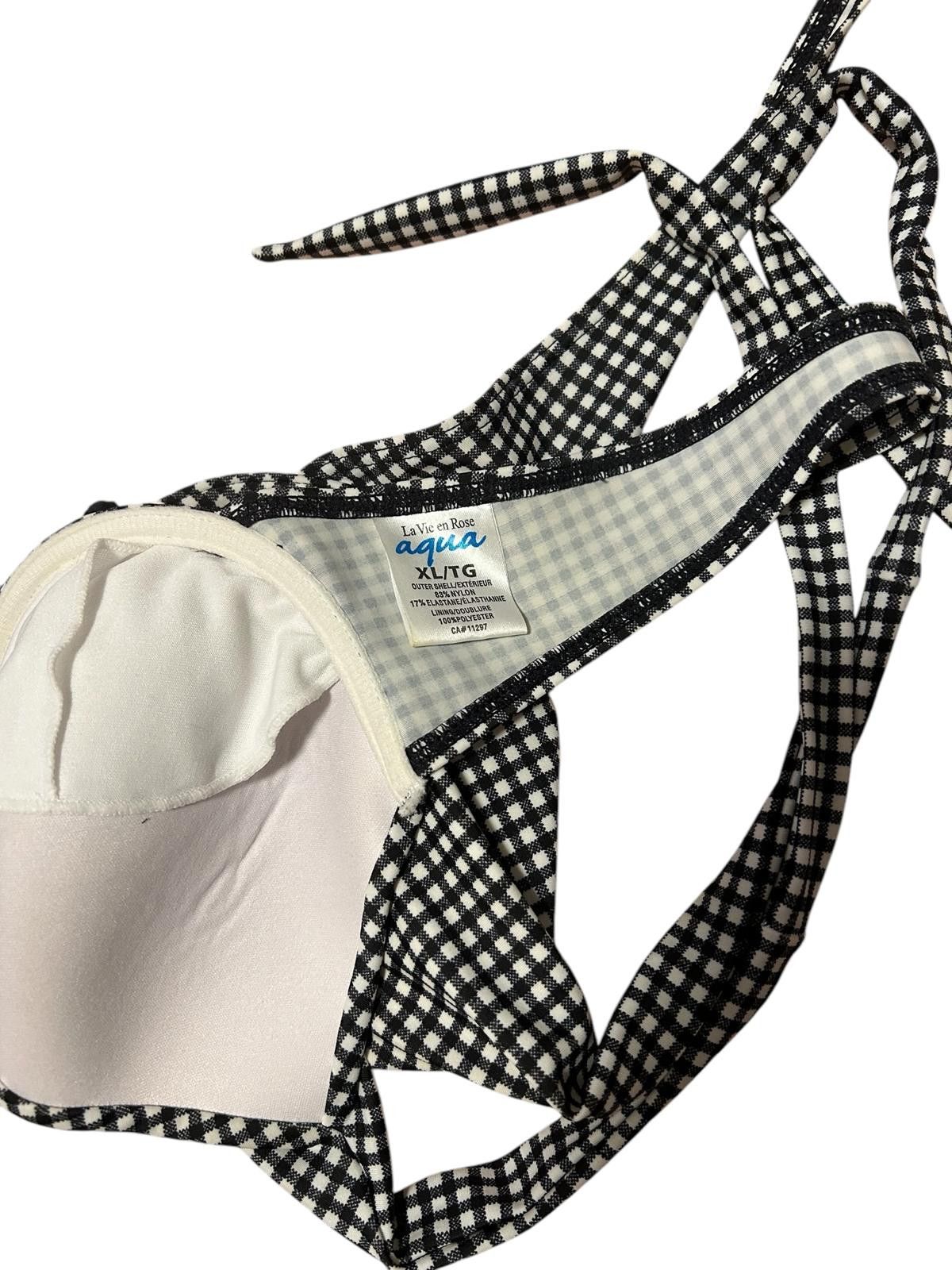 Designer Stylish Black & White Gingham Bikini Top Size ONE SIZE - 5 Thumbnail