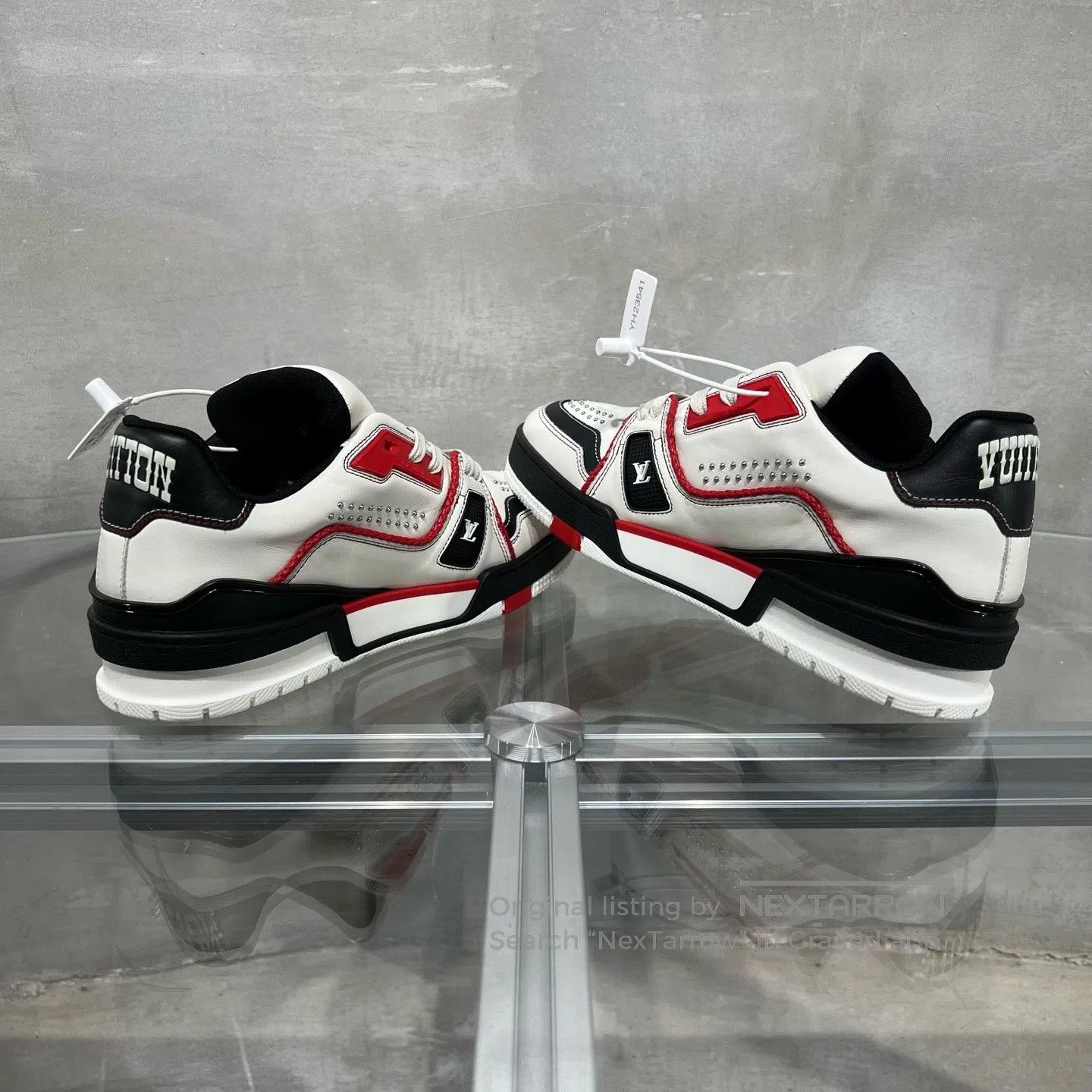 Louis Vuitton Louis Vuitton Trainer Black and Red Willow Nail shoes Size US 5.5 / IT 35.5 - 5 Thumbnail