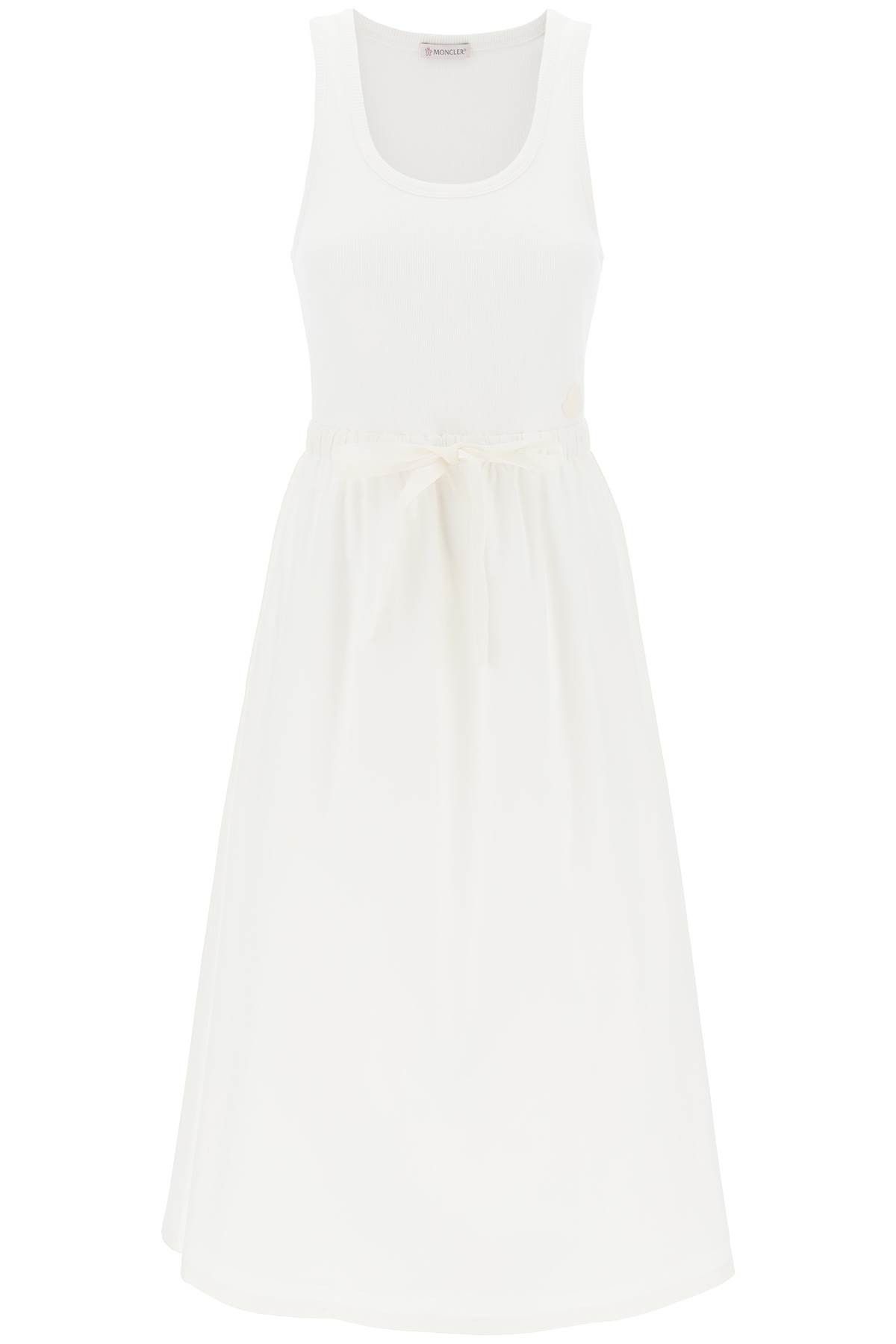 image of Moncler Two-Tone Midi Dress in Natural, Women's (Size Small)