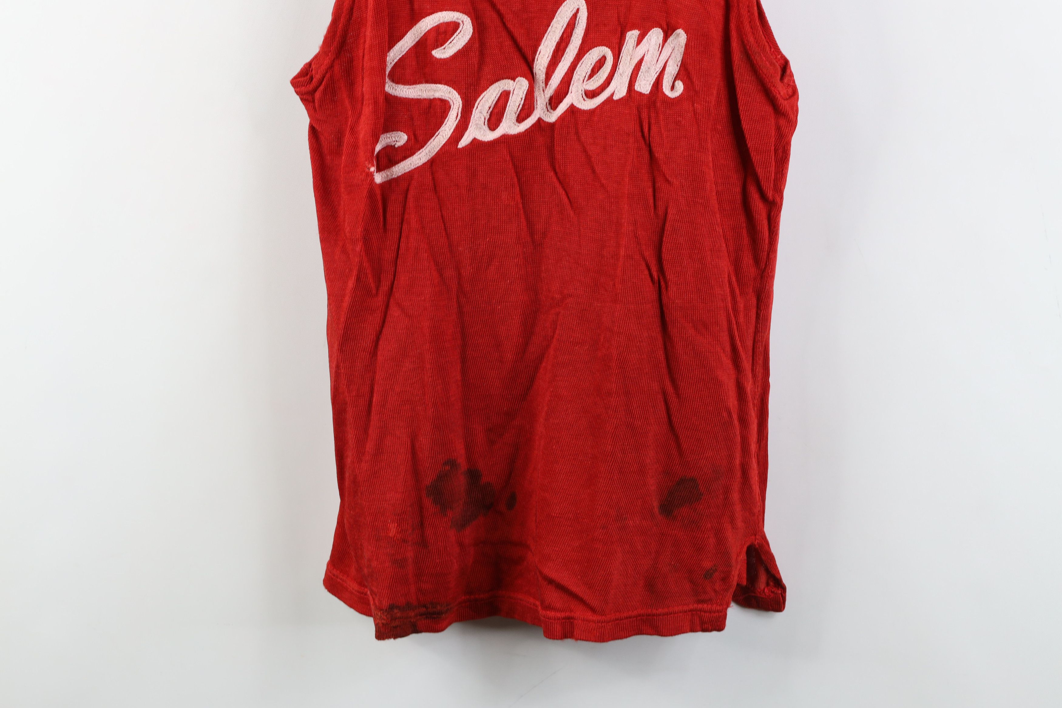 Vintage Vintage 40s 50s Chain Stitch Salem Basketball Jersey Red USA Size US XL / EU 56 / 4 - 3 Thumbnail