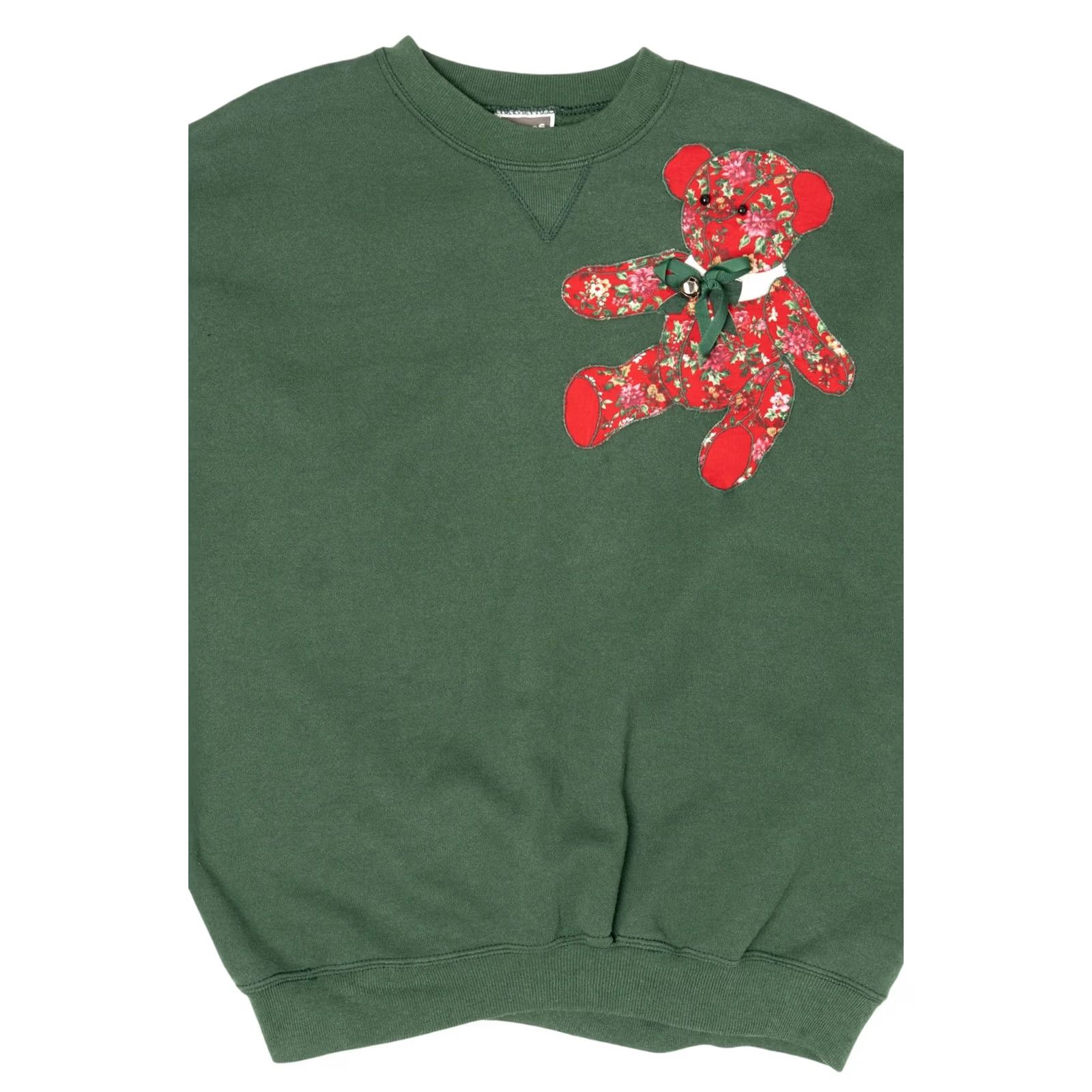 Hanes Green Hanes Green Teddy Bear With Bow Sweatshirt X-Large USA Cotton / Polyester 2010s Vintage Mens Size US XL / EU 56 / 4 - 5 Thumbnail