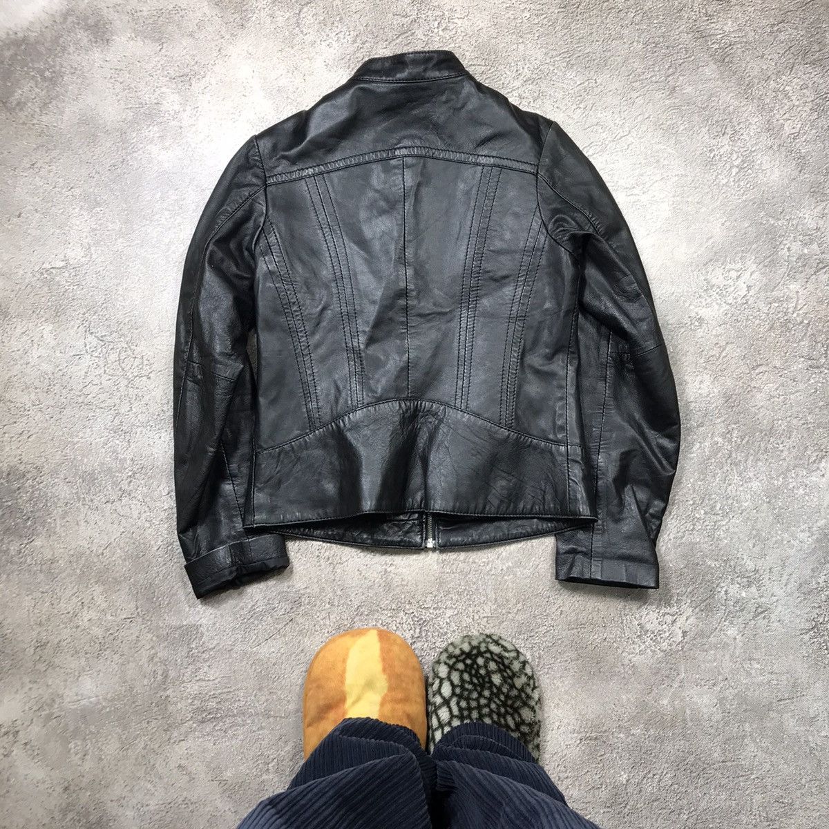 Vintage Vintage 90s Faded Black Leather Jacket Streetwear Cropped M Size M / US 6-8 / IT 42-44 - 6 Thumbnail