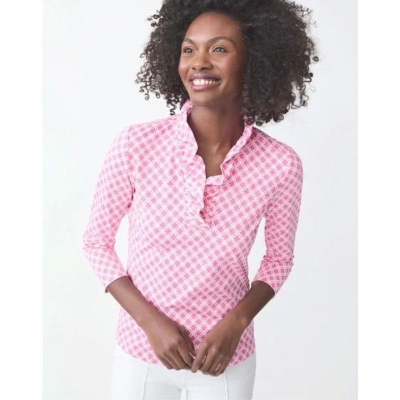 J.McLaughlin J. Mclaughlin Durham Ruffle Top 3/4 Sleeve Coral Blouse Size M / US 6-8 / IT 42-44 - 5 Thumbnail