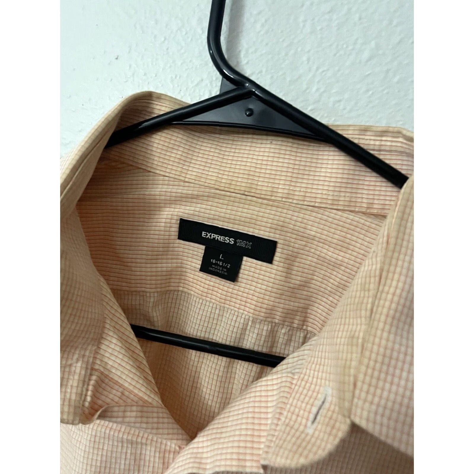 Express Express 1MX Regular Fit Solid Orange Dress Shirt Adult Large Mens Size 42R - 3 Thumbnail