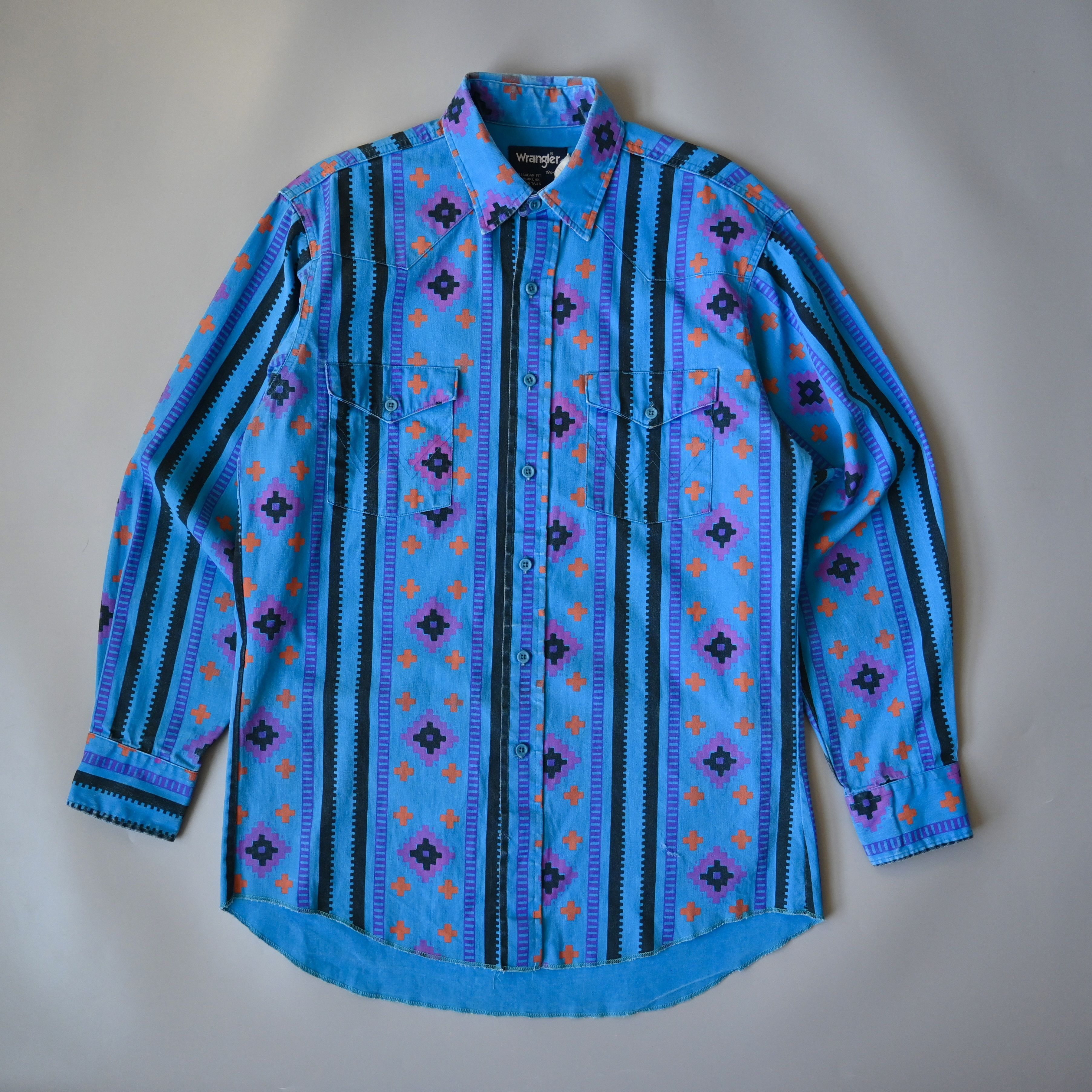 Vintage VTG Wrangler brushpopper Aztec Navajo stripe shirt 15.5 - 33 Size US M / EU 48-50 / 2 - 3 Thumbnail
