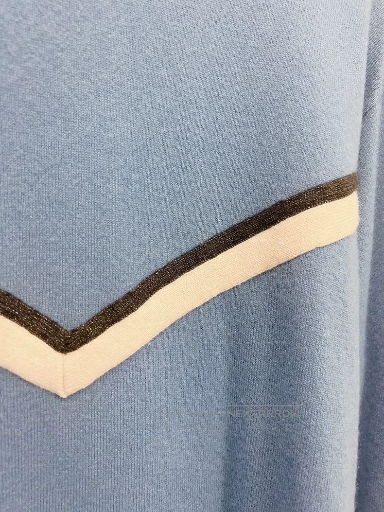 Brunello Cucinelli Brunello Cucinelli Blue Beaded Cashmere Sweater Knit Top Size S / US 4 / IT 40 - 3 Thumbnail