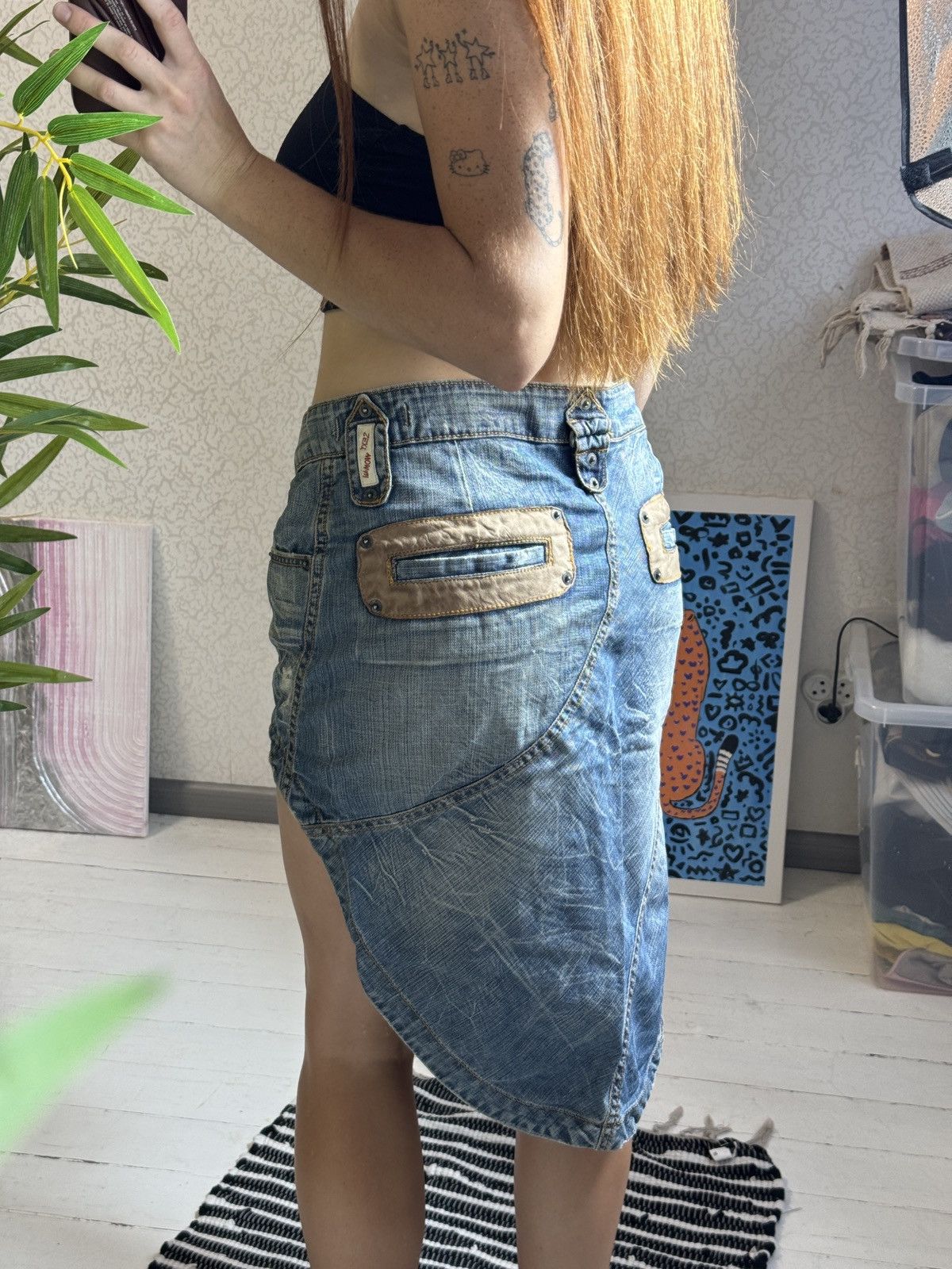 Other VINTAGE SEXY WOMAN AVANT GARDE DENIM SKIRT Size 30" / US 8 / IT 44 - 2 Thumbnail