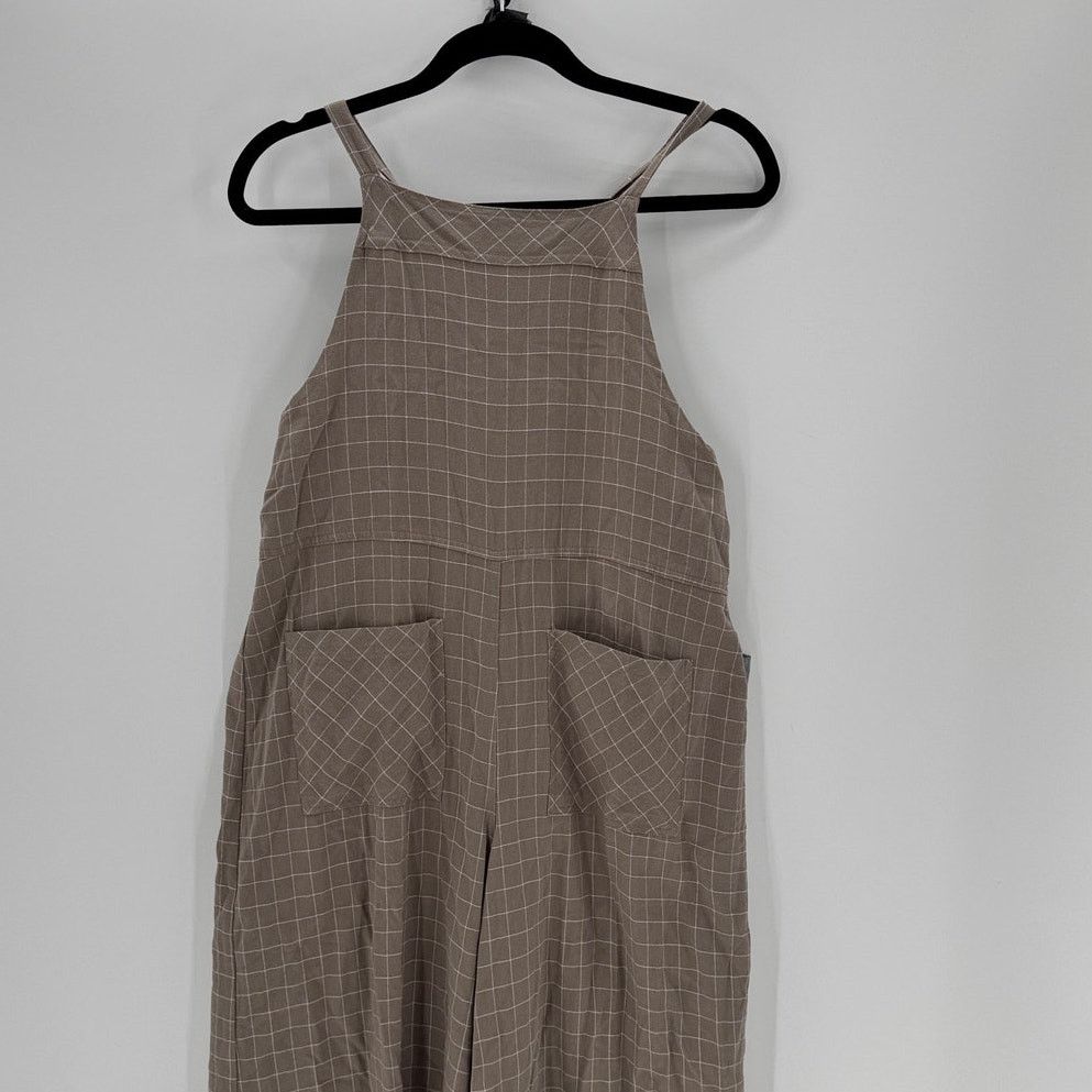 Other Easel brown windowpane adjustable wide leg jumpsuit size S Size 27" / US 4 / IT 40 - 5 Thumbnail
