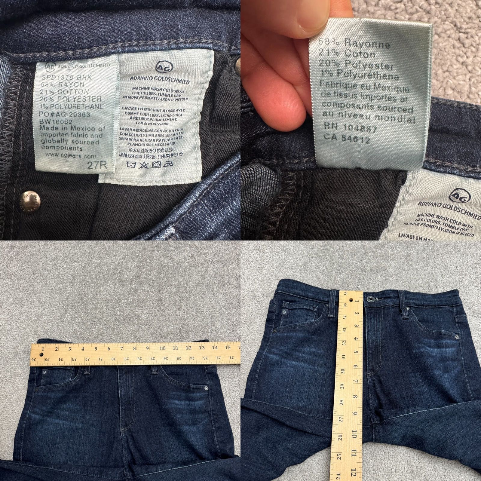 Vintage AG Adriano Goldschmied Farrah High Rise Skinny Jeans Women 27R Blue Denim Casual Size 27" / US 4 / IT 40 - 8 Thumbnail