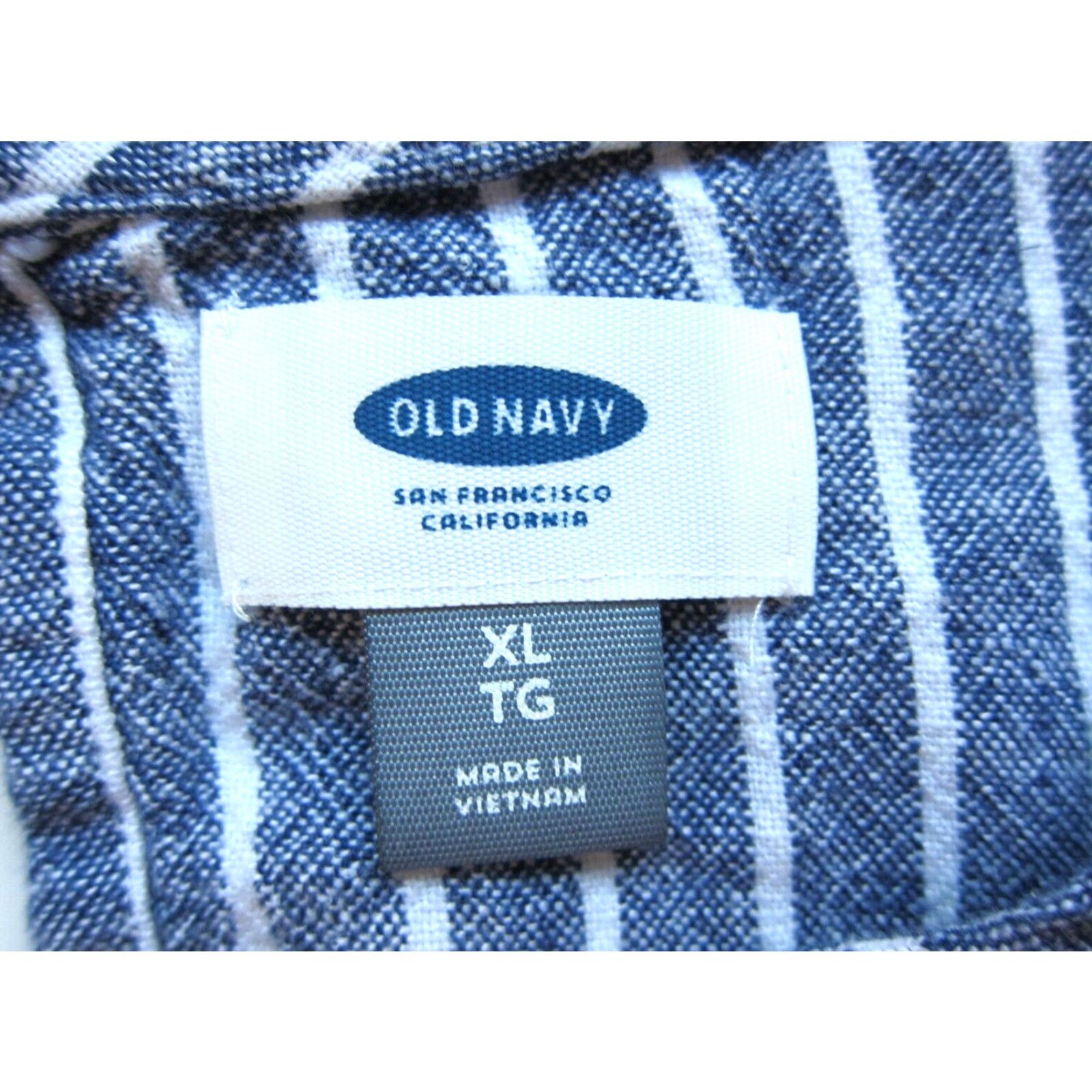 Old Navy Old Navy Linen Rayon Blue White Stripe Short Sleeve Shift Sheath Tunic Dress XL Size 40" / US 18 - 3 Thumbnail