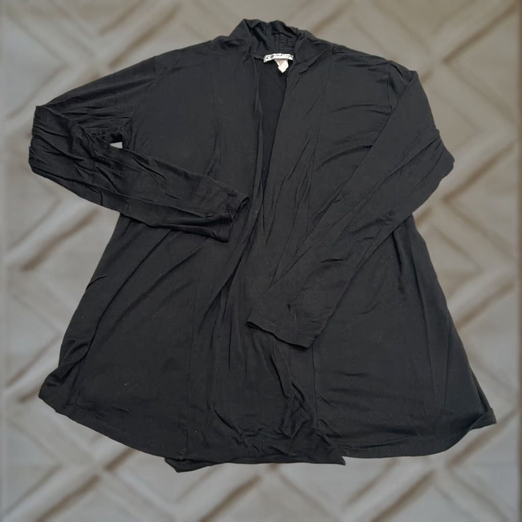 Vintage Claudia Richard Cardigan Womens Medium Black Knit Open V-Neck Casual Workwear Regular Size M / US 6-8 / IT 42-44 - 1 Thumbnail