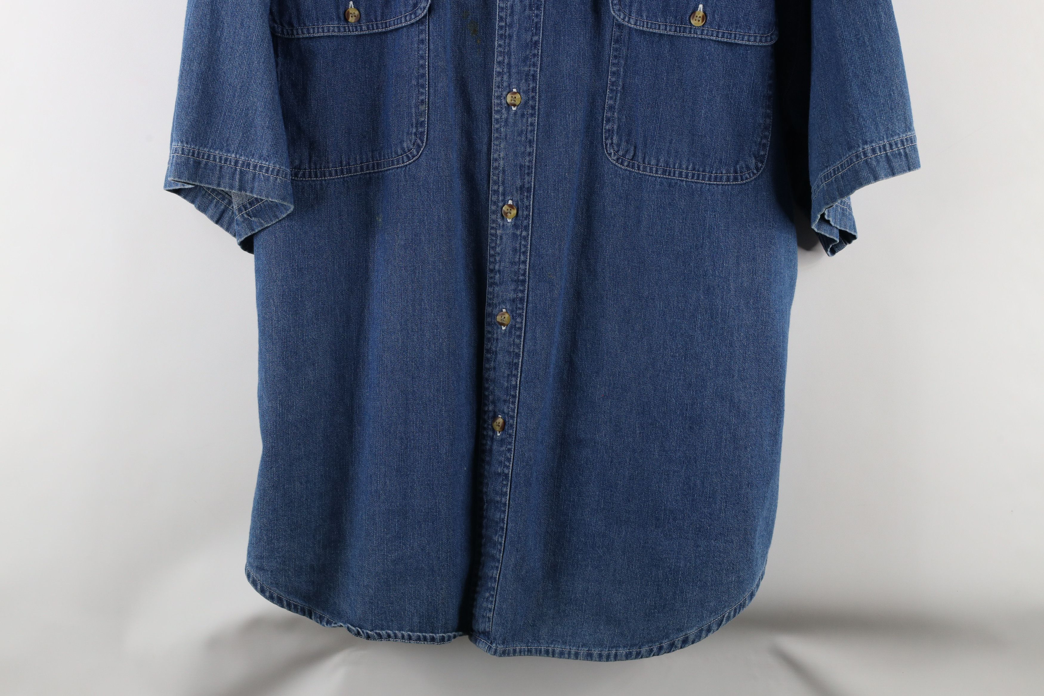 Vintage Vintage 90s Spell Out Michigan State University Denim Shirt Size US XL / EU 56 / 4 - 3 Thumbnail