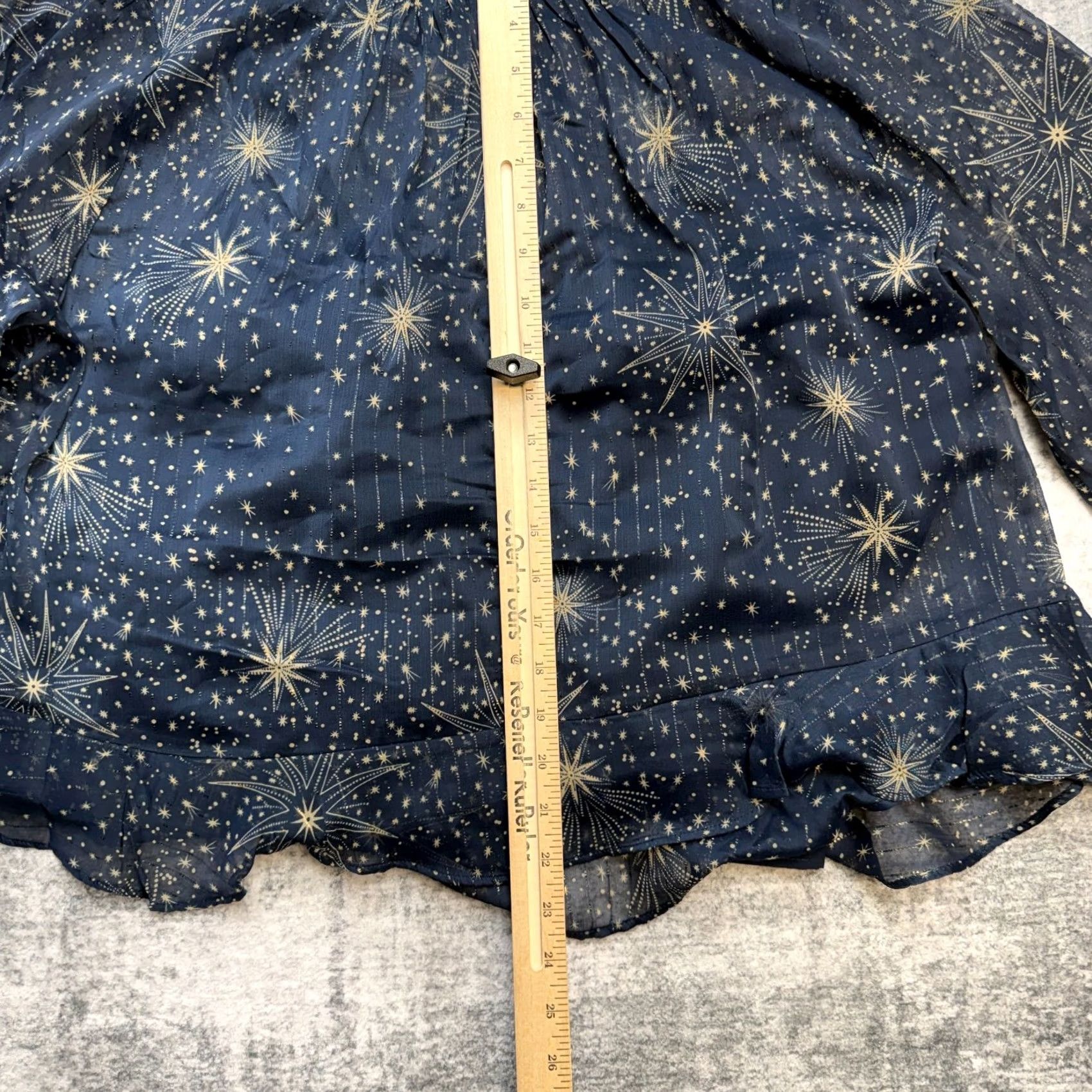 Loft LOFT Blue Chiffon Celestial Peplum Ruffle Sleeve Blouse Womens 2XL Petite Crew Neck Long Sleeve Shirt Size XXL / US 16-18 / IT 52-54 - 6 Thumbnail