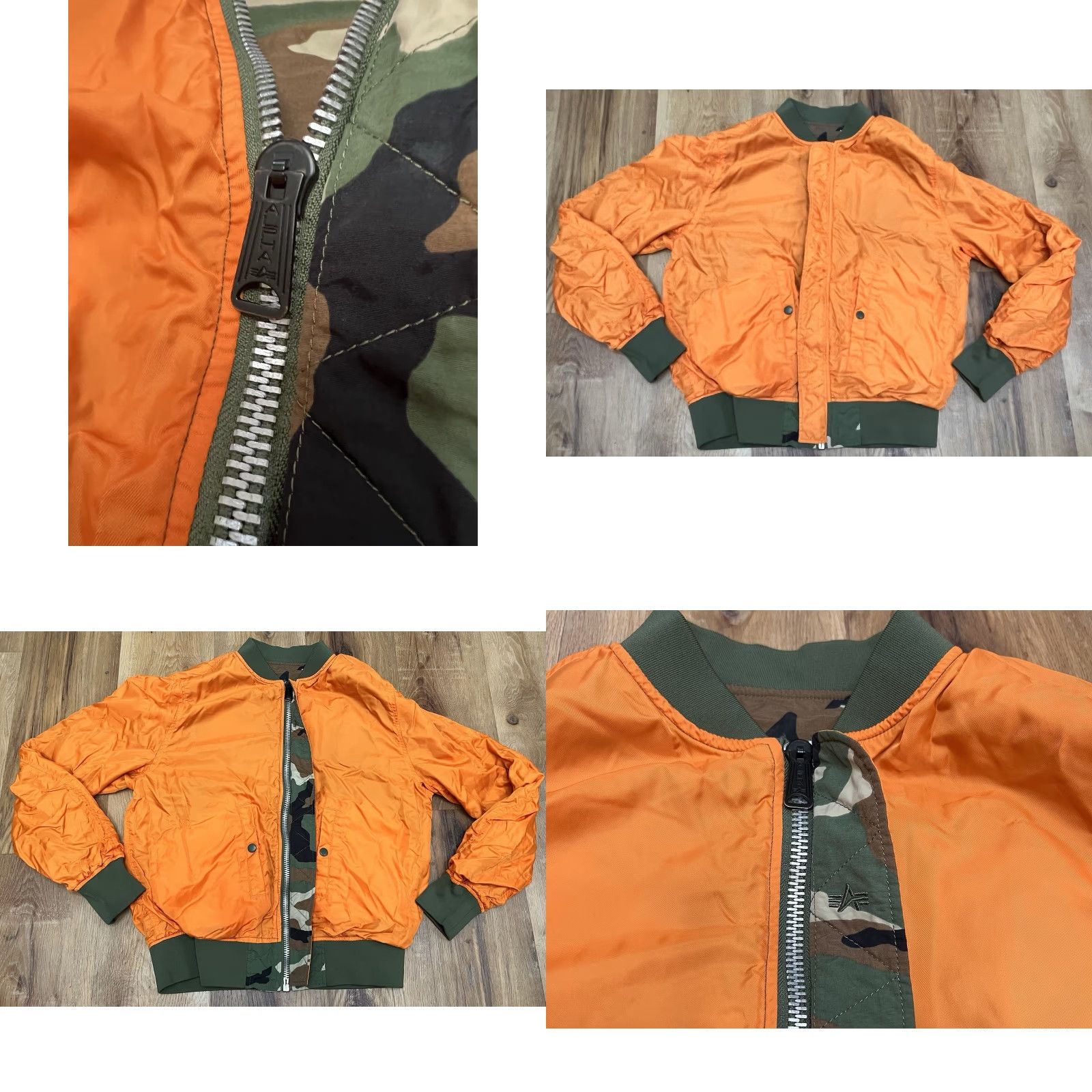 Alpha Industries VINTAGE Alpha Industries MA-1 Jackets Camouflage Reversible Bomber Jacket Men L Green Spring Fall Winter Reversible Pockets Zipper Size US L / EU 52-54 / 3 - 8 Thumbnail