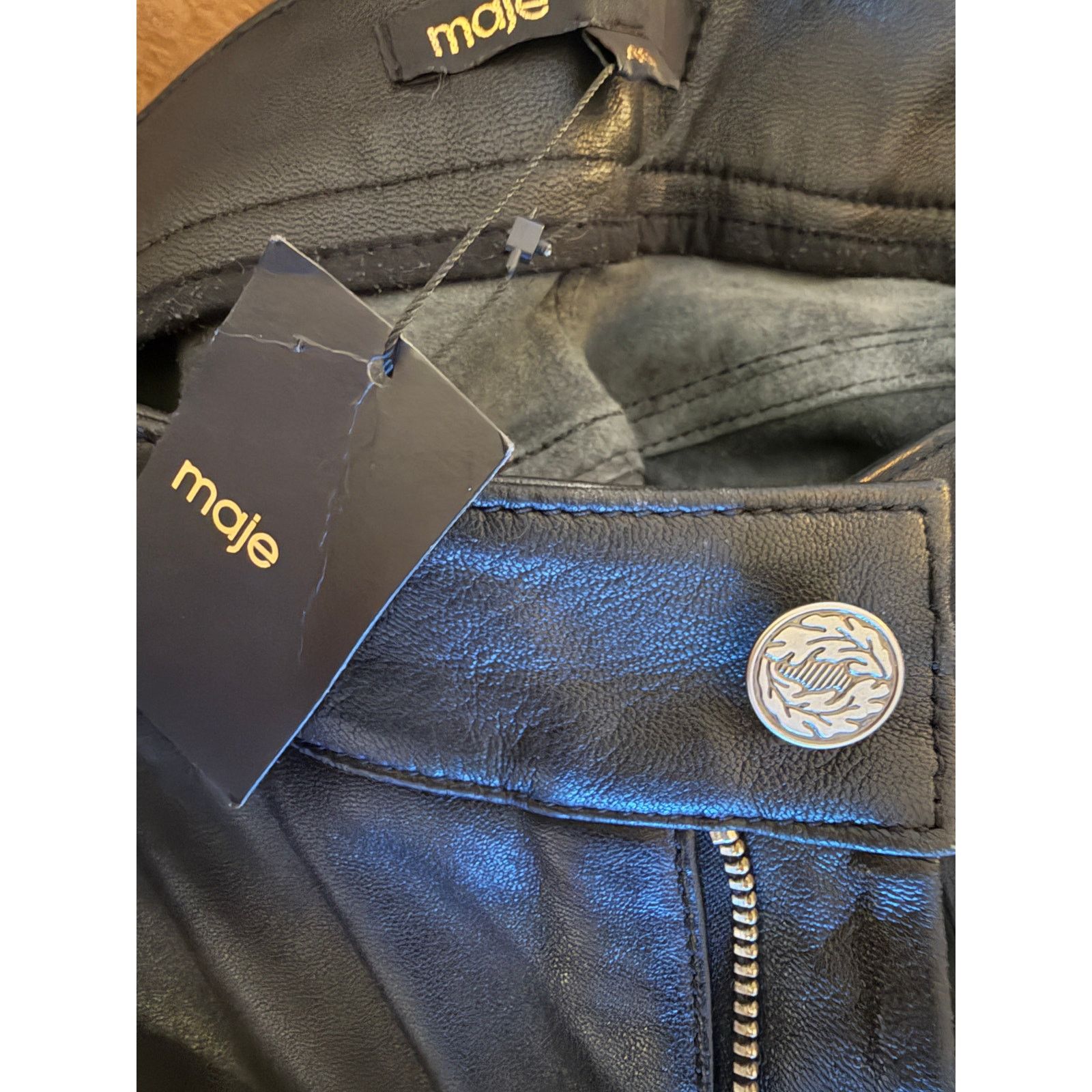 Maje Maje NWT Black Sheepskin Leather trousers Size 31" - 8 Thumbnail