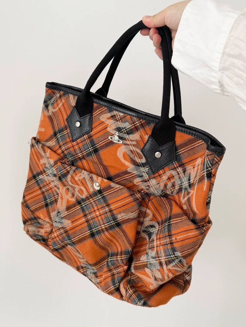 Vivienne Westwood Vivienne Westwood size os Orange checkered text graffiti ba Size ONE SIZE - 5 Thumbnail