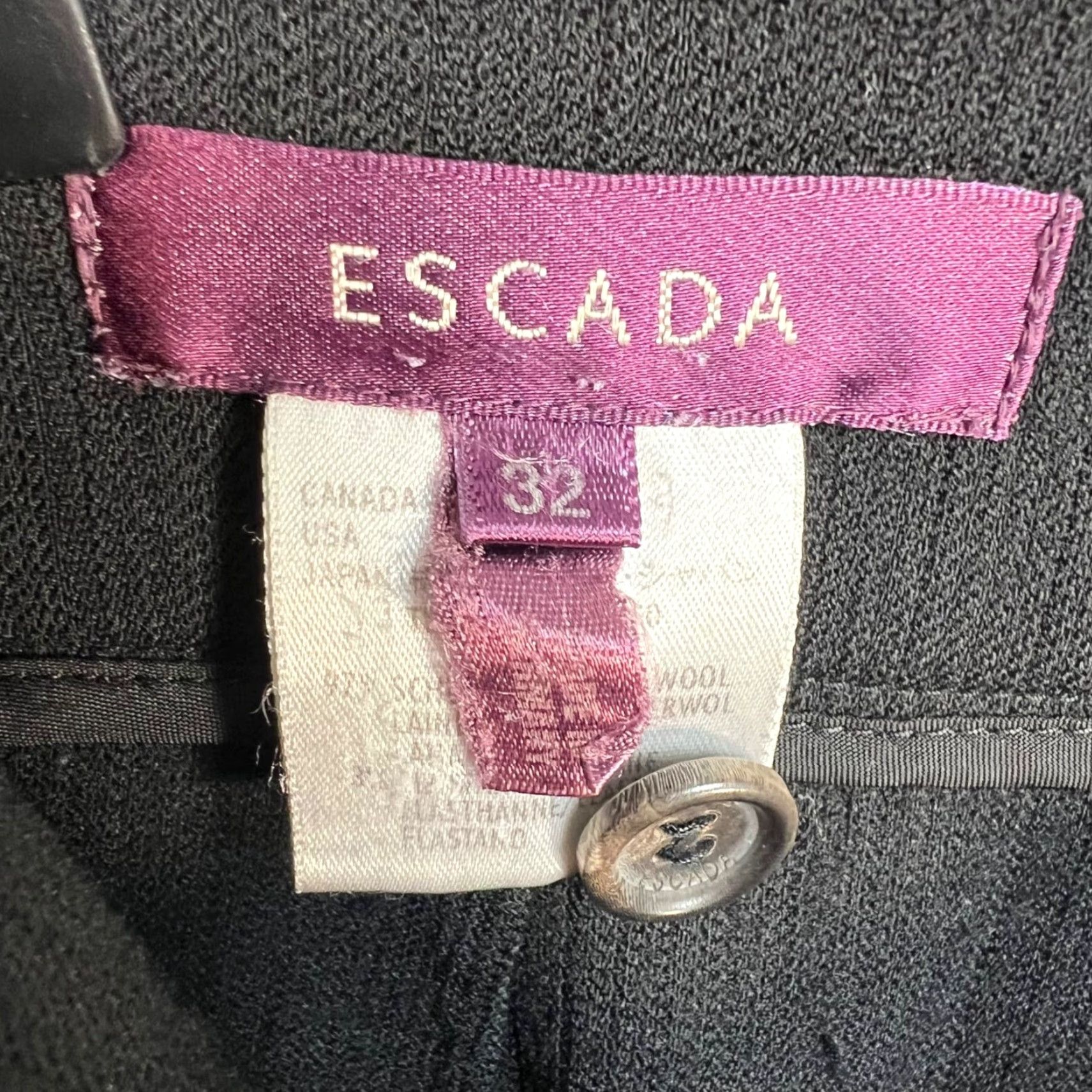 Escada VINTAGE ESCADA Pants Wide-Leg Wool Blend Adult Women 32 Black Wool Dress Pants 30 In Inseam Womens Size 24" / US 00 / IT 34 - 3 Thumbnail