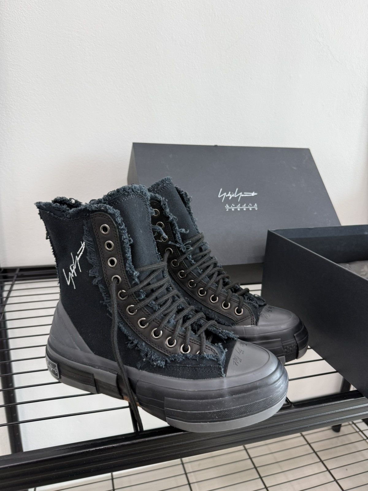 Yohji Yamamoto VESSEL×Yohji Yamamoto Wmns Patchwork Platform HighTopSneaker Size US 6 / IT 36 - 2 Thumbnail