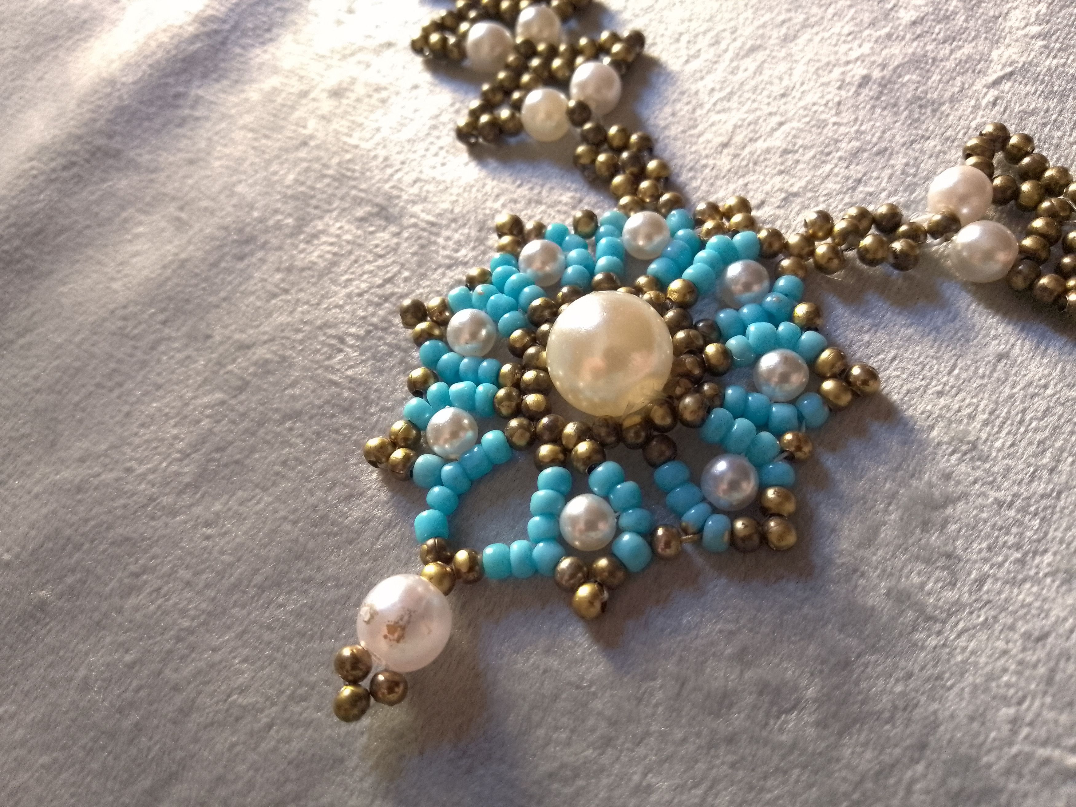 Handmade Necklace Antique Brass Vintage Style Pearls Pendant Earrings Size ONE SIZE - 7 Thumbnail