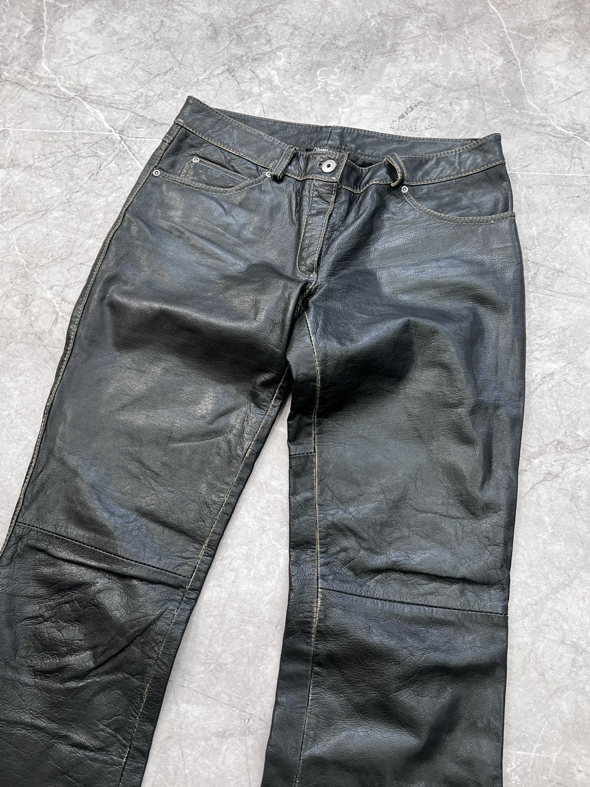 14th Addiction × Vintage VINTAGE zipper 14thaddiction style moto leather 90s pants Size US 30 / EU 46 - 4 Thumbnail