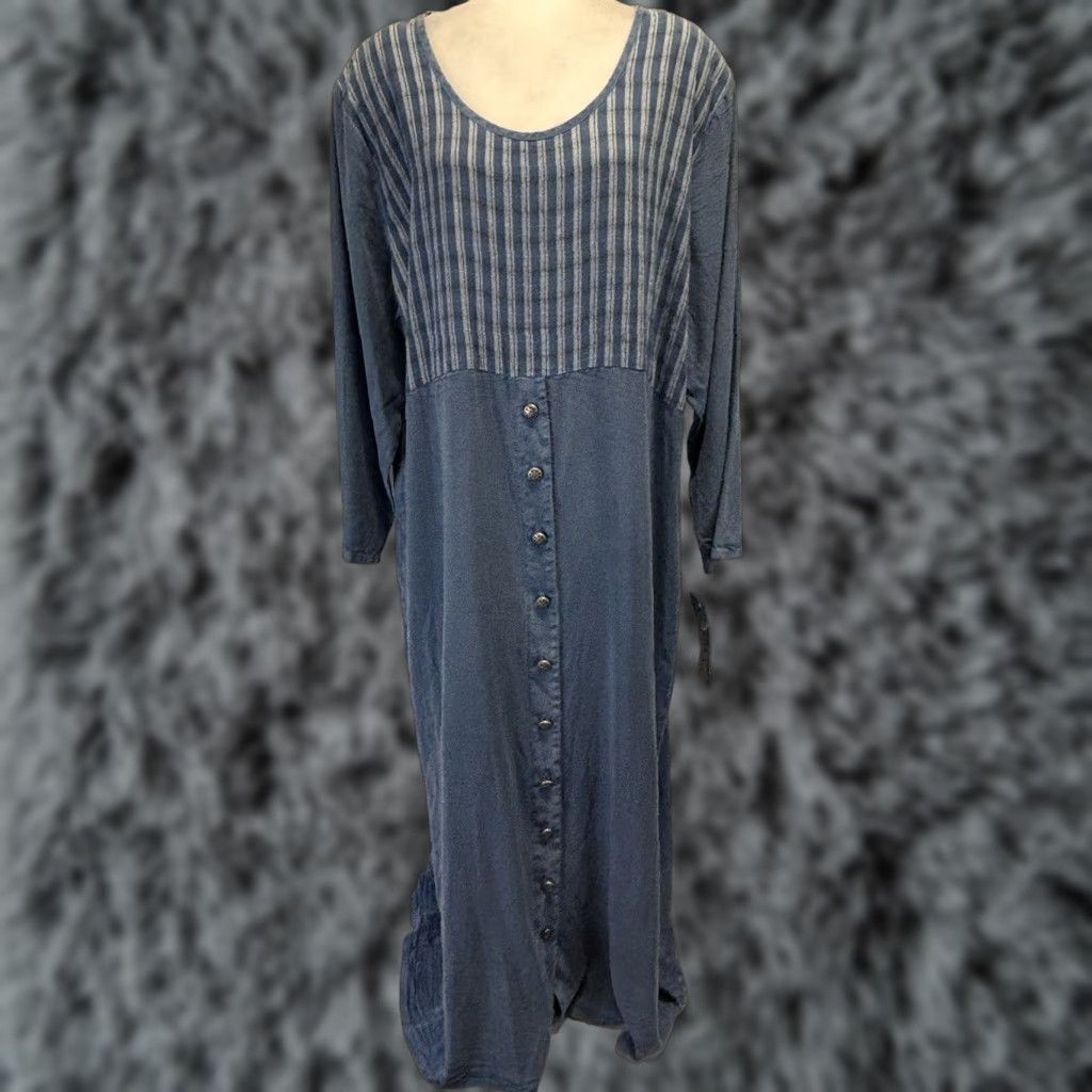 Vintage VINTAGE Froxx Tencel Maxi Dress 1X Plus Blue Long Sleeve Button Front Womens Size XL / US 12-14 / IT 48-50 - 1 Thumbnail