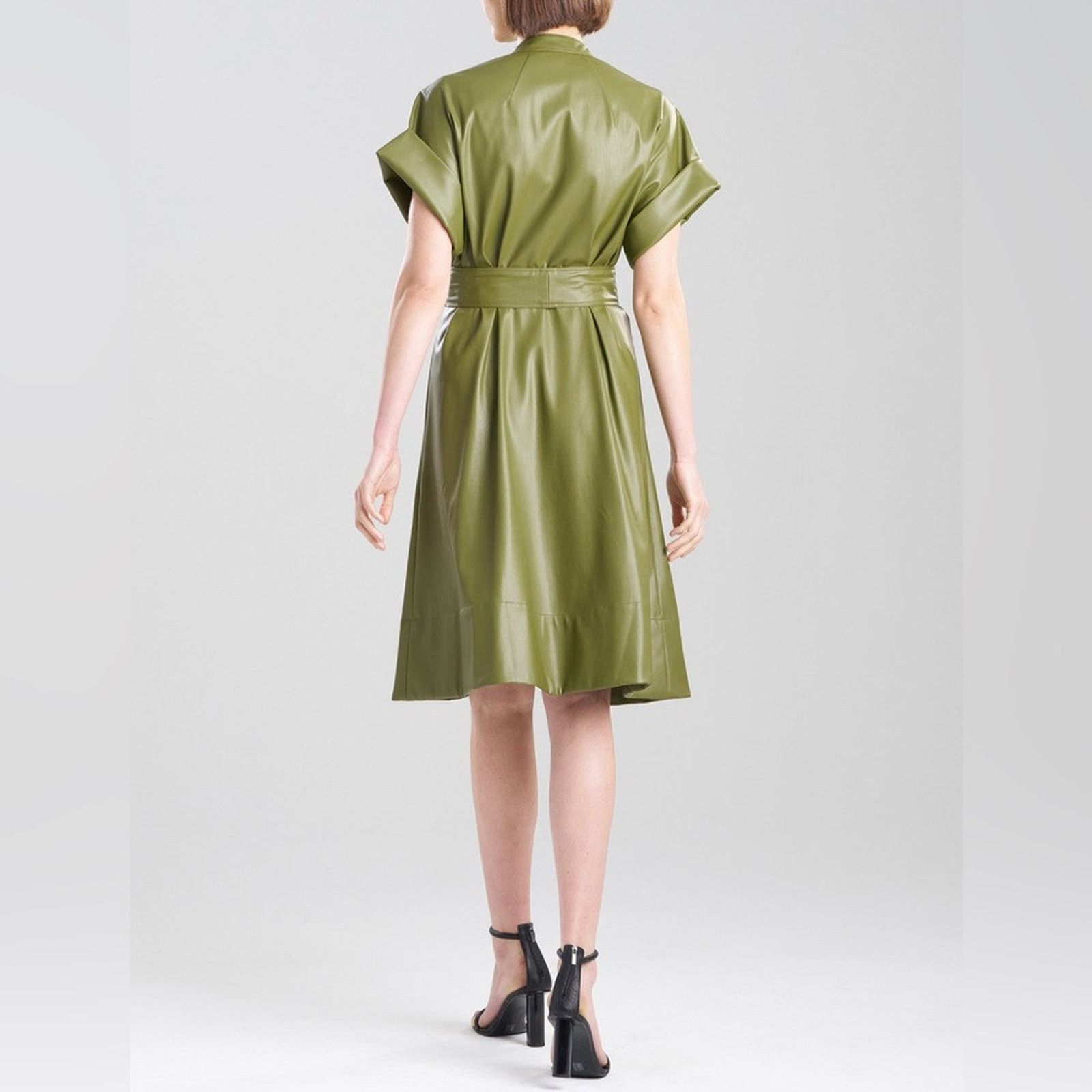 Other Natori Green Faux Leather Shirt Dress size L Size L / US 10 / IT 46 - 2 Thumbnail