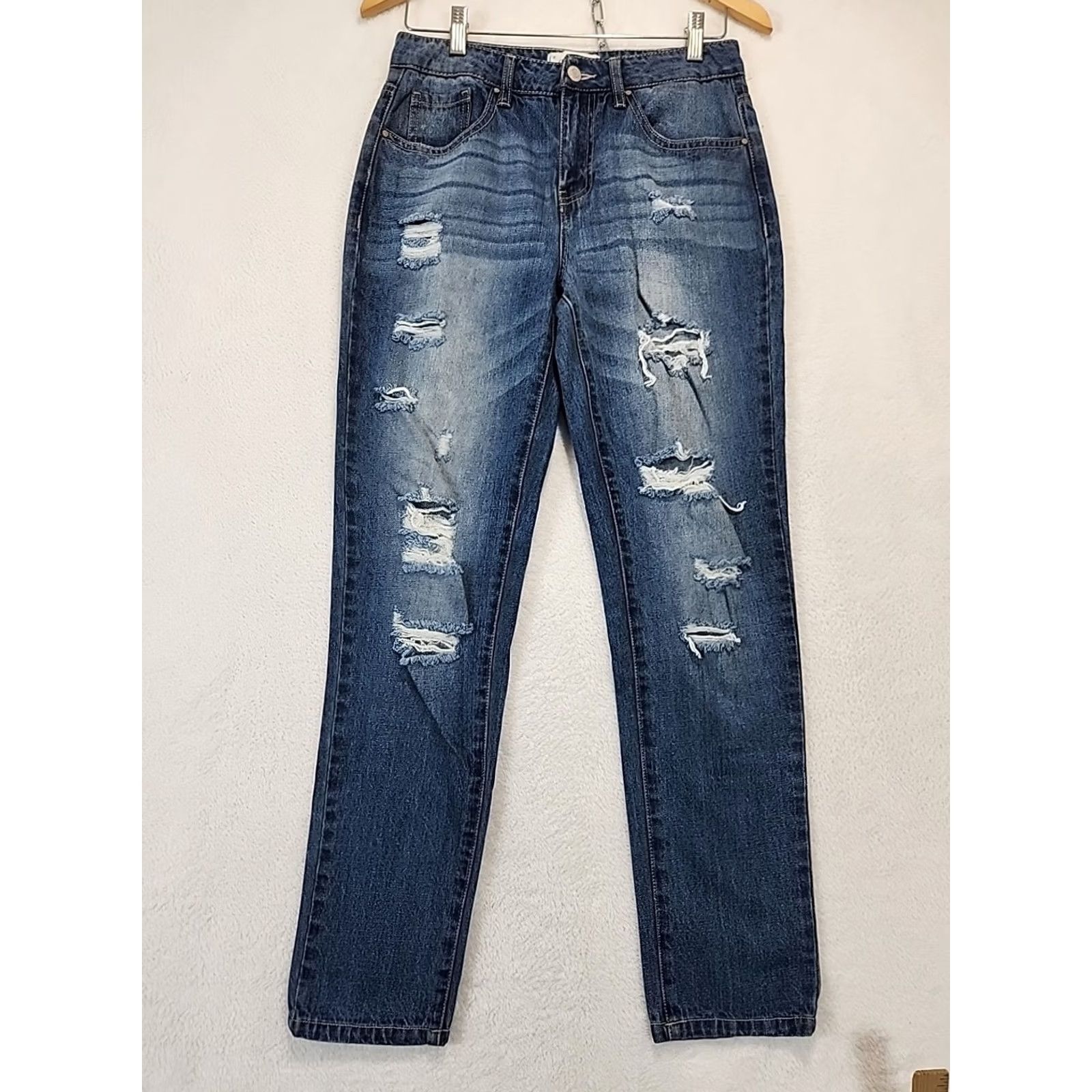 Vintage Tricot Women's Jeans Size SMALL Regular Fit Tapered Denim Blue Distressed W30 Regular Women Jeans Blue Distressed 5-Pocket Modern Classic Vintage: No Size 28" / US 6 / IT 42 - 4 Thumbnail